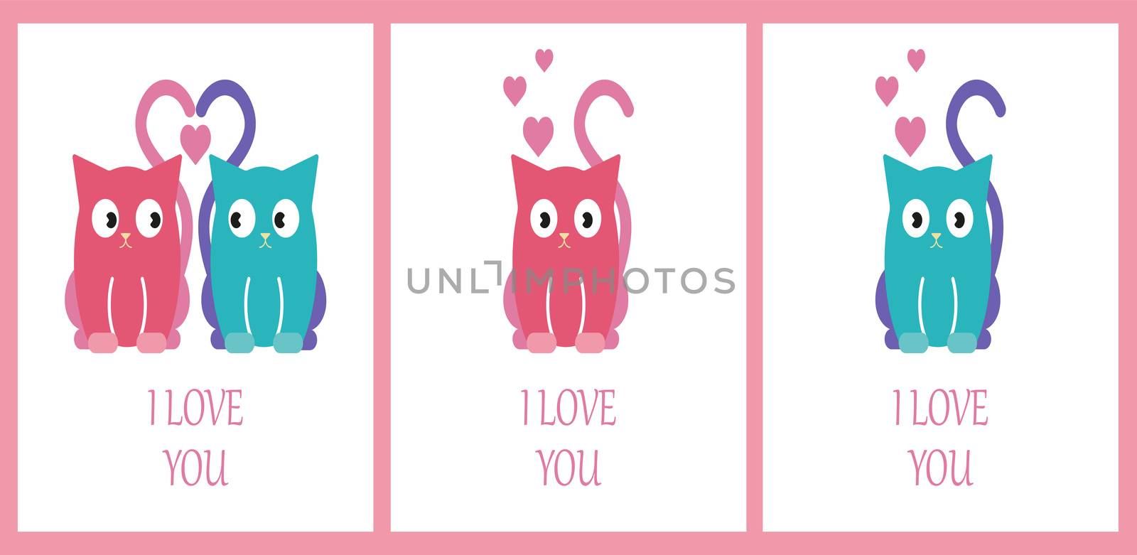 card set with cute cats. i love you by ShodaEmry