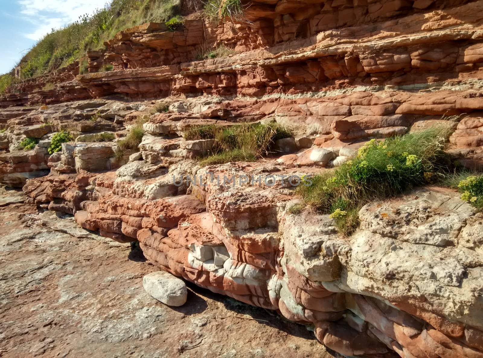 different layers of soil of canyon on the English coast by gswagh71