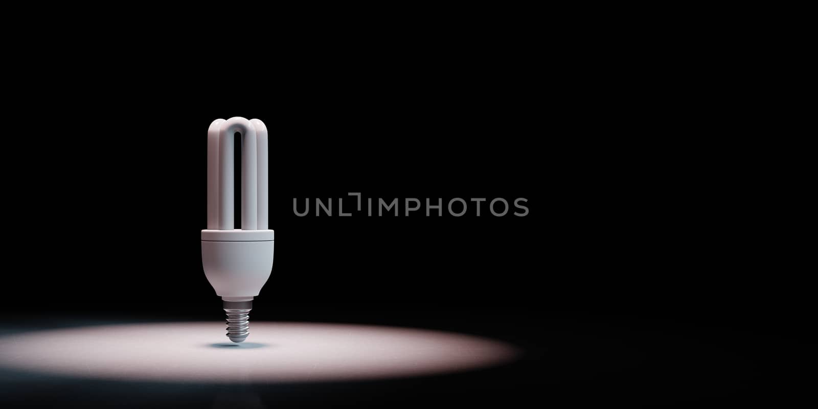 Fluorescent Lamp Spotlighted on Black Background by make