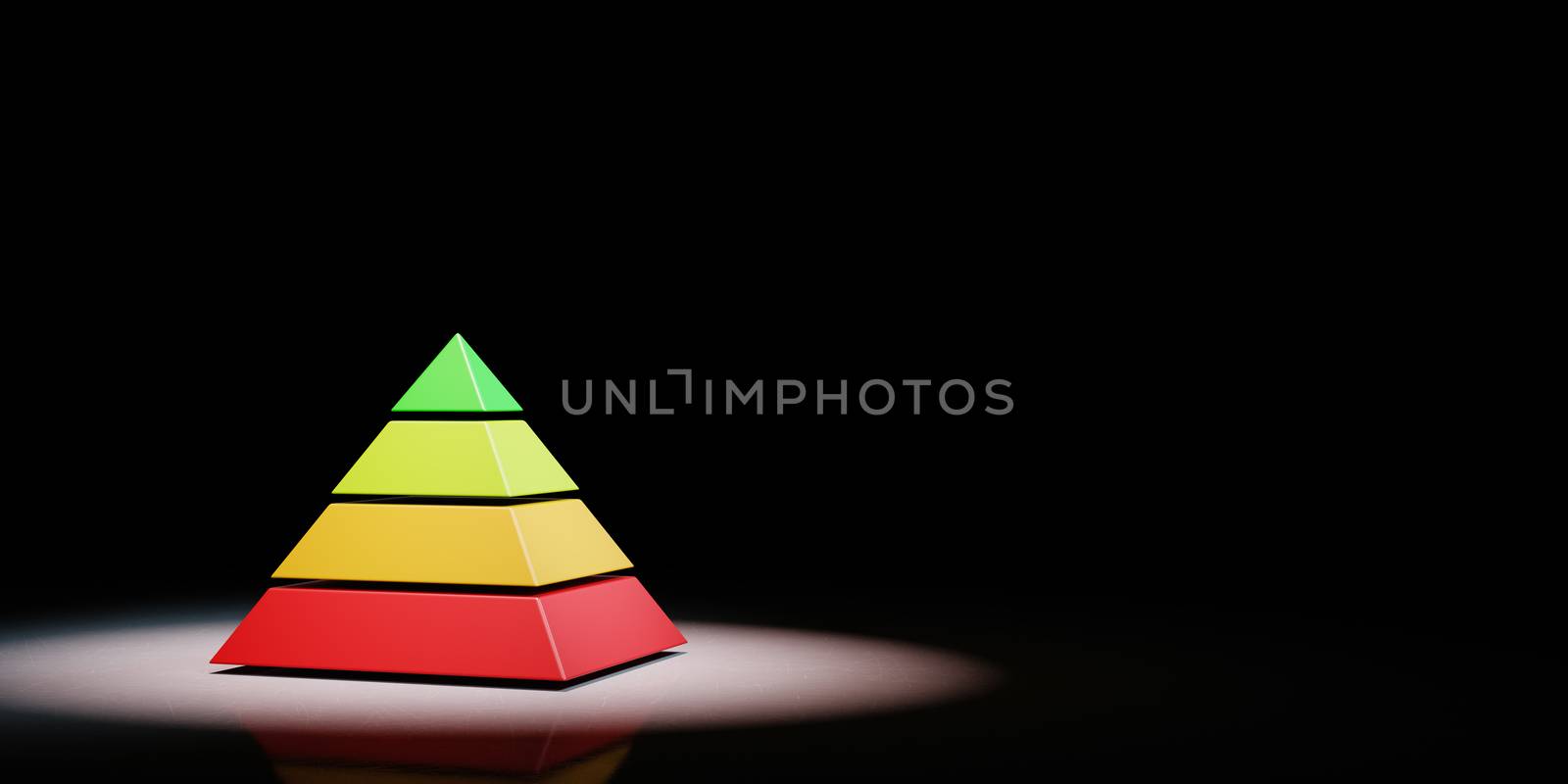 Four Levels Pyramid Spotlighted on Black Background by make