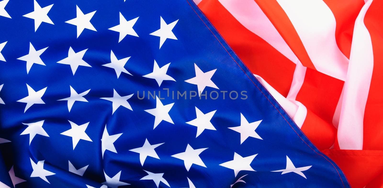 Martin luther king day, flat lay top view, American flag background with copy space for your text