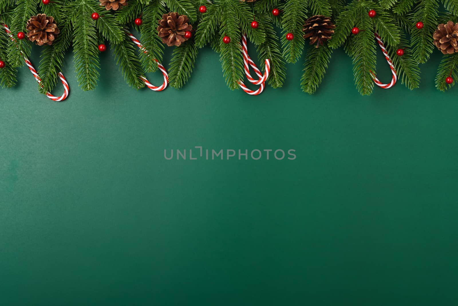 Happy new year, christmas day concept top view flat lay fir tree by Sorapop