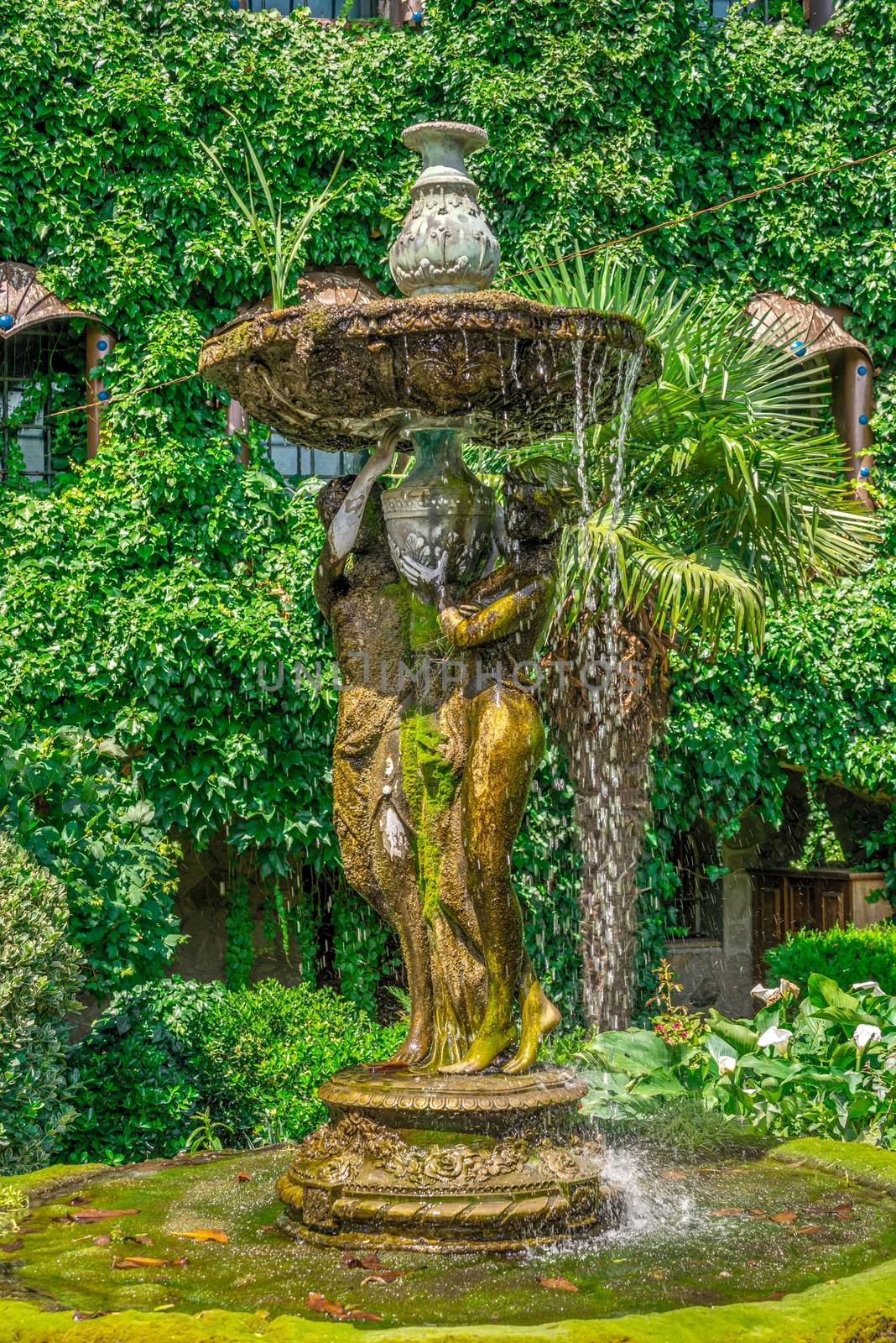 Ravadinovo, Bulgaria – 07.11.2019.  Garden sculpture in the castle of Ravadinovo, Bulgaria, on a sunny summer day