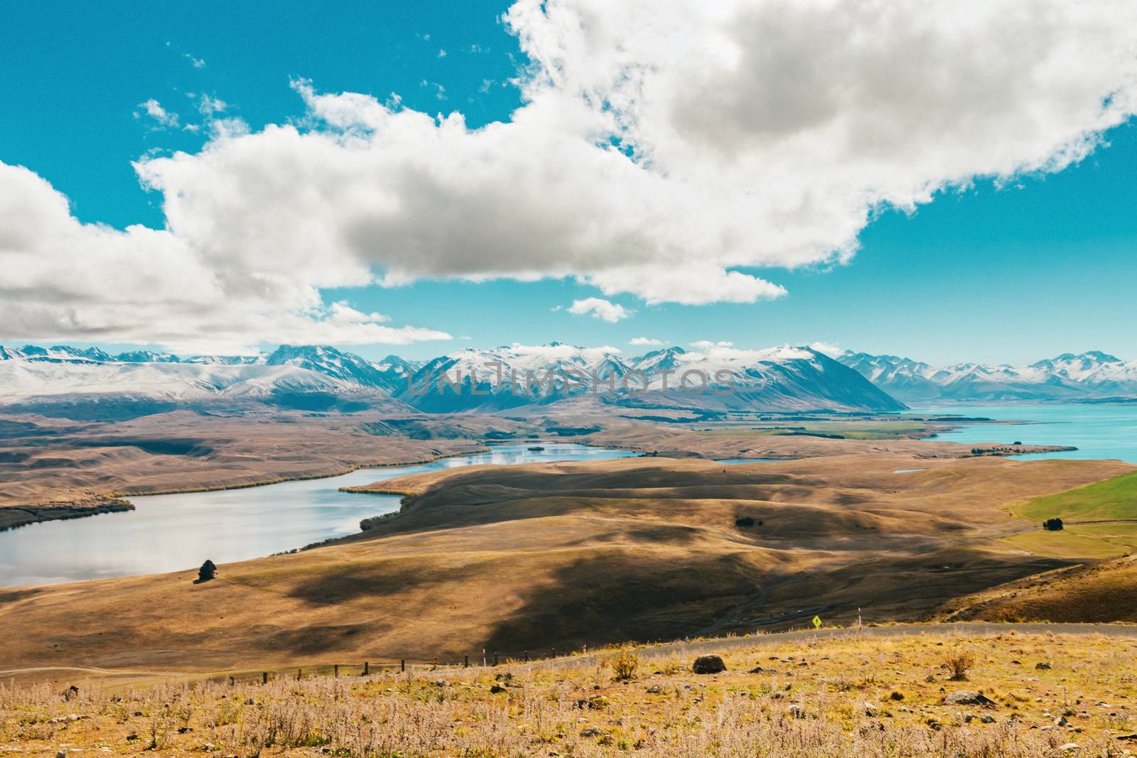 amazing landscapes viewed from Tekapo observatory, New Zealand