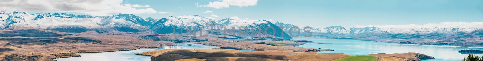 amazing landscapes viewed from Tekapo observatory, New Zealand