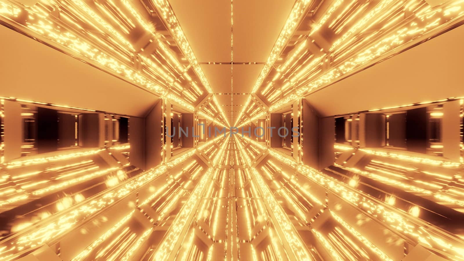 futuristic sci-fi hangar tunnel corridor with glitter glowing diamands christmas texture 3d rendering background wallpaper graphic, modern scifi tunnel 3d illustration with nice reflections