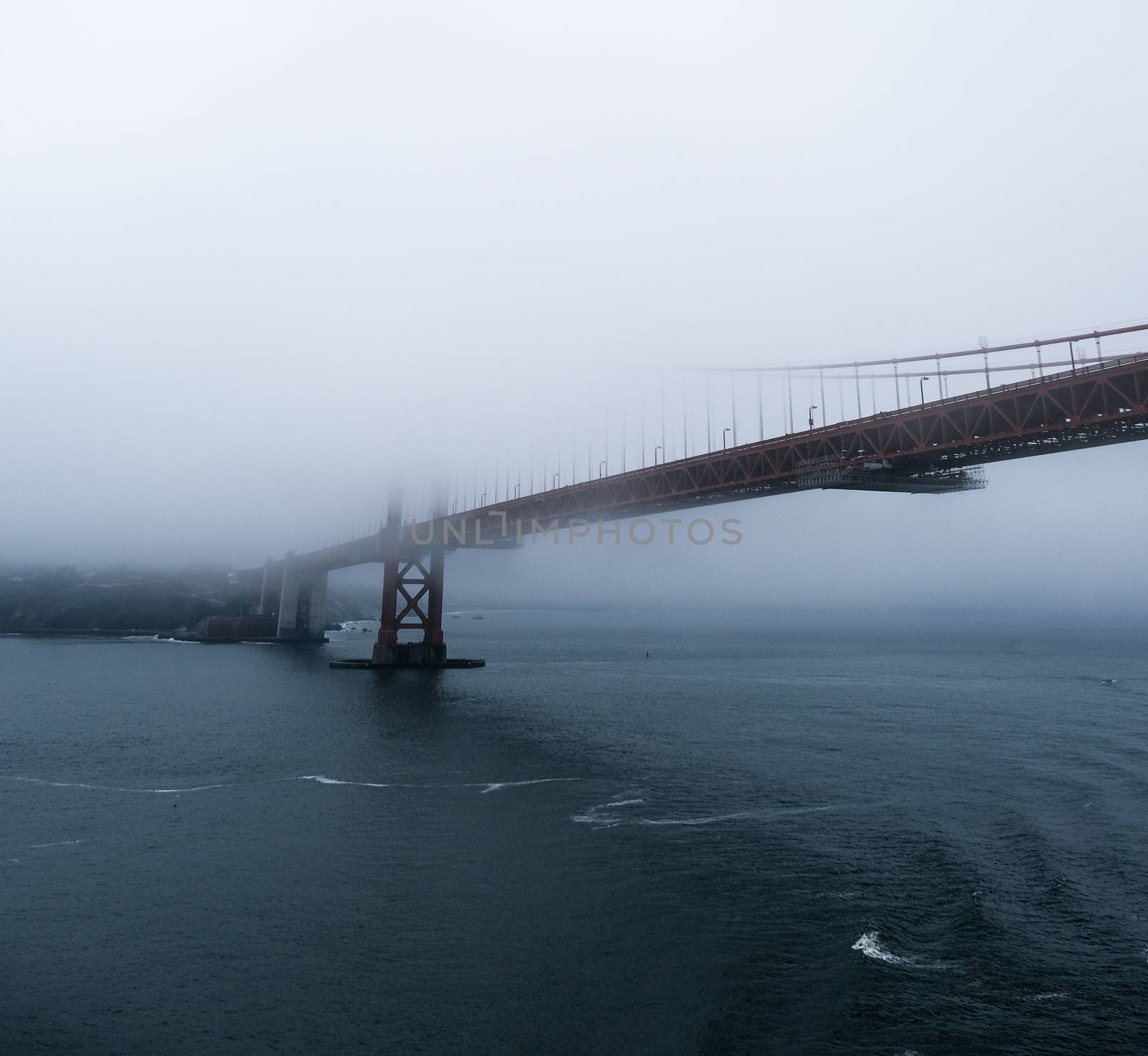 Golden Gate Rising From Fog by dbvirago