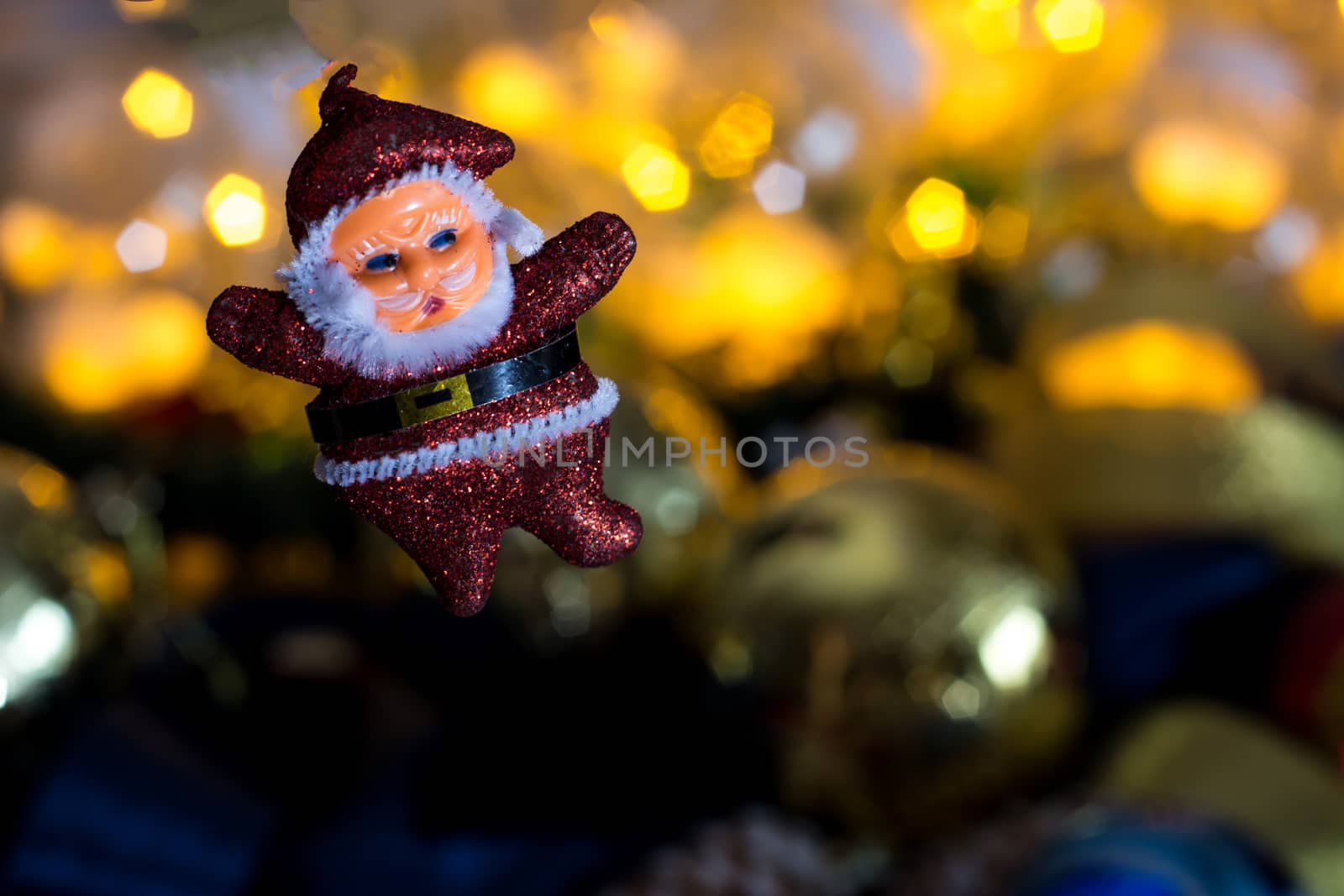 Toy Santa Claus or father christmas on the background of Christm by YevgeniySam