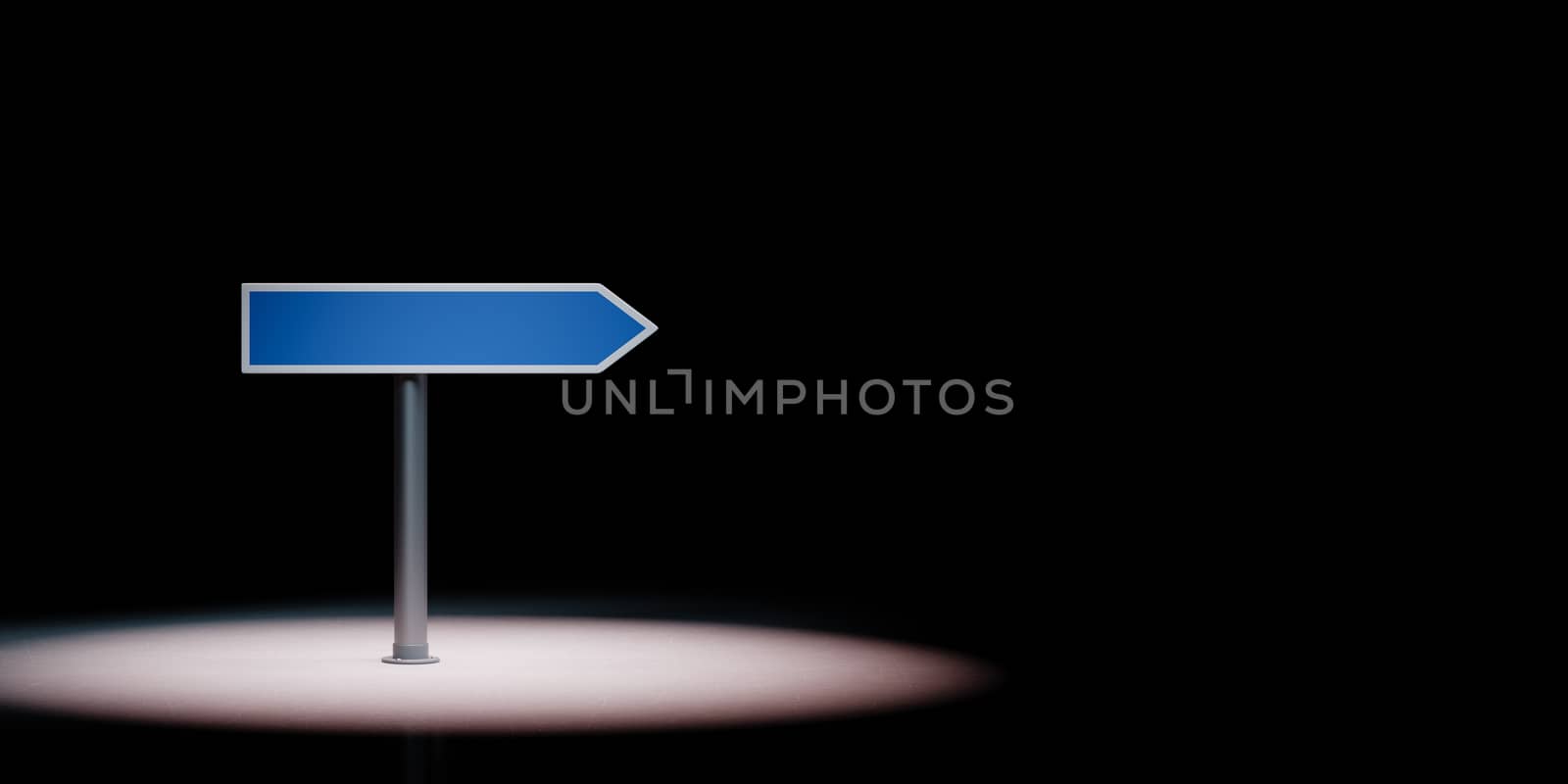 Directional Arrow Road Sign Spotlighted on Black Background by make