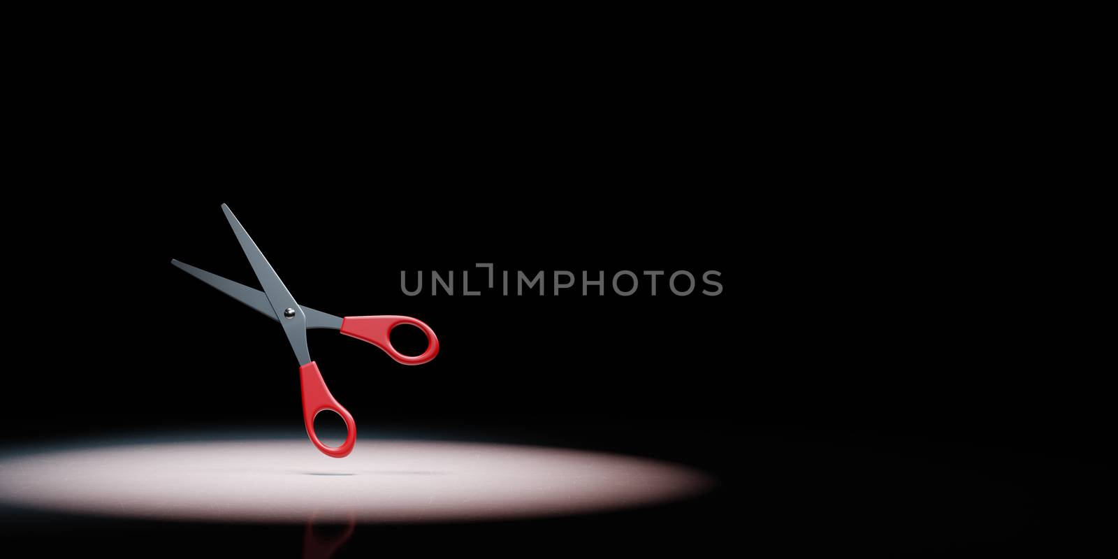 Scissors Spotlighted on Black Background by make