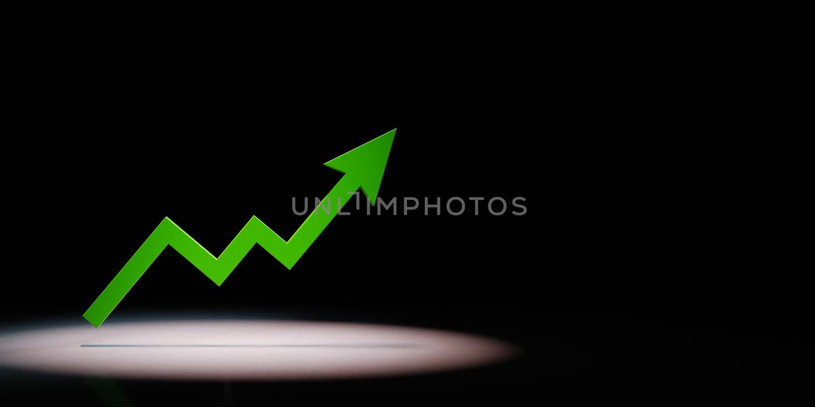 Rising Arrow Chart Spotlighted on Black Background by make