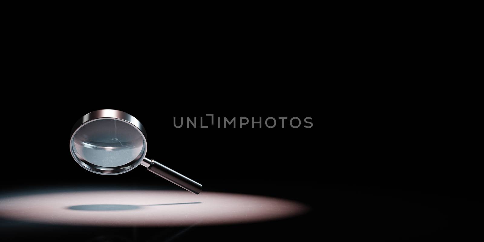 Magnifier Glass Spotlighted on Black Background by make