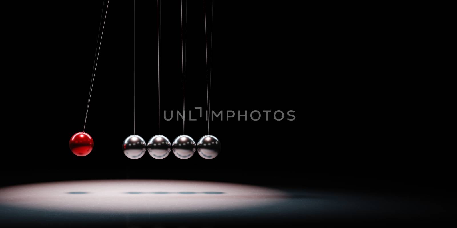 Metallic Balls Mechanism Spotlighted on Black Background by make