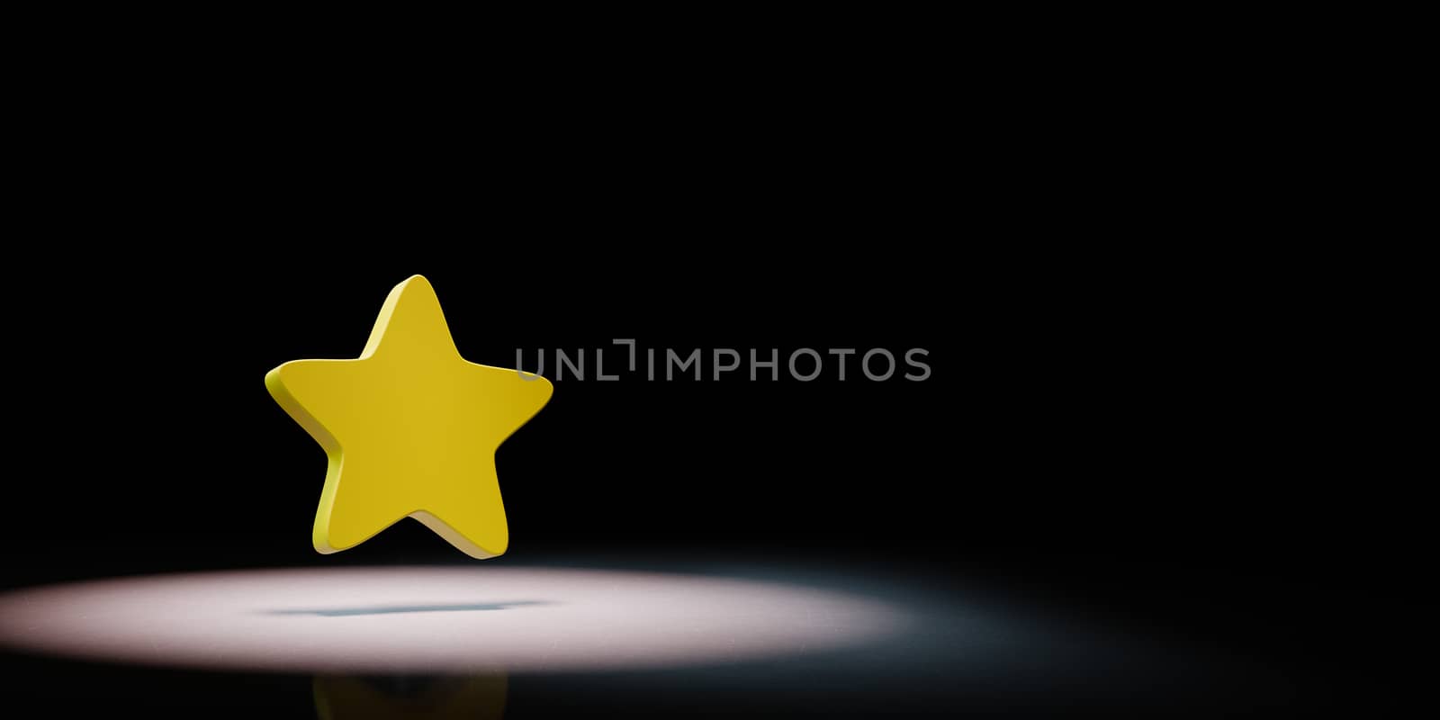 Yellow Bookmark Star Symbol Shape Spotlighted on Black Background with Copy Space 3D Illustration