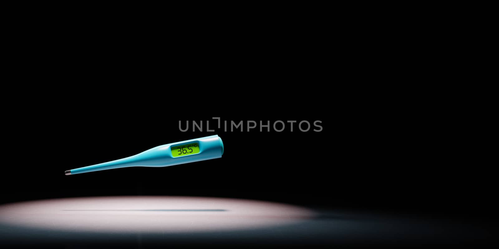 Clinical Digital Thermometer Spotlighted on Black Background by make