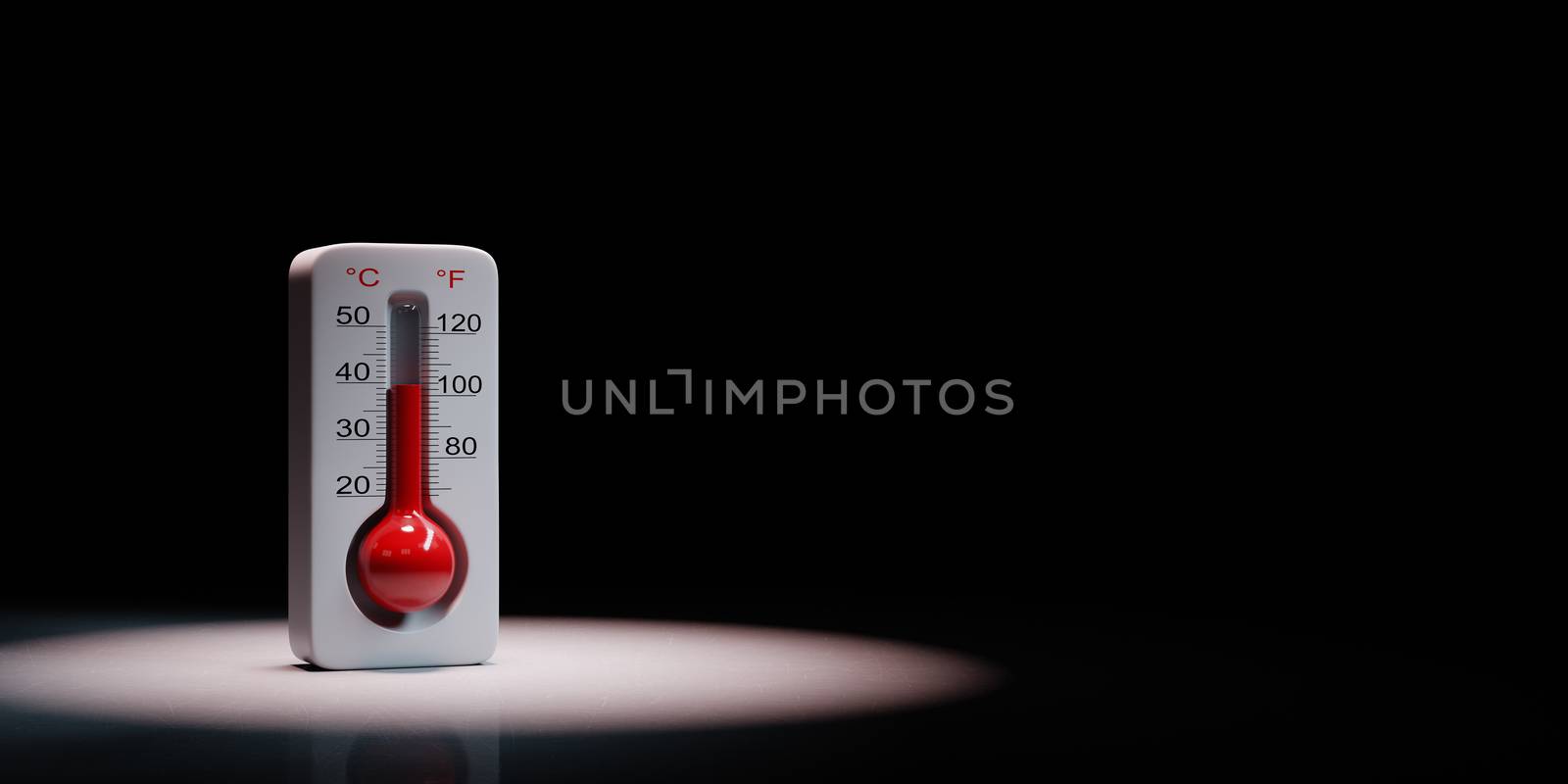 Thermometer Spotlighted on Black Background with Copy Space 3D Illustration