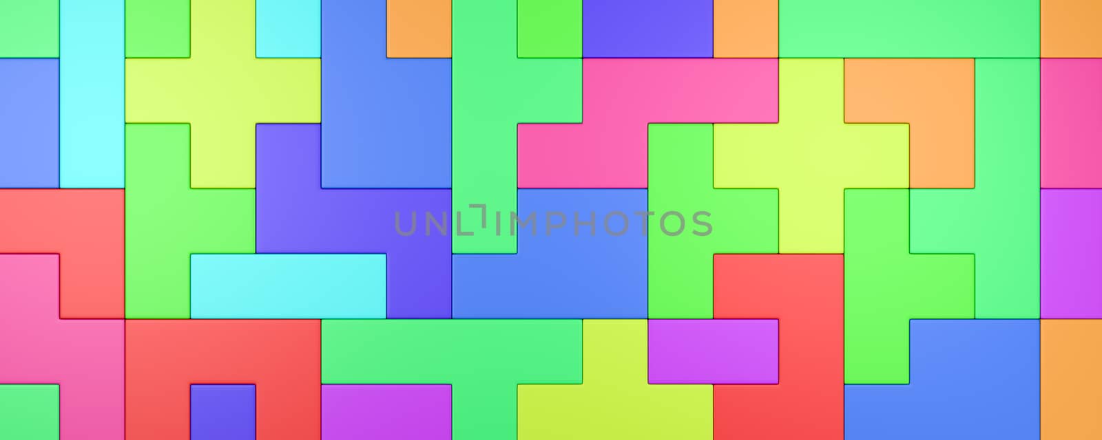 Colorful Blocks Combined, Abstract Background 3D Illustration