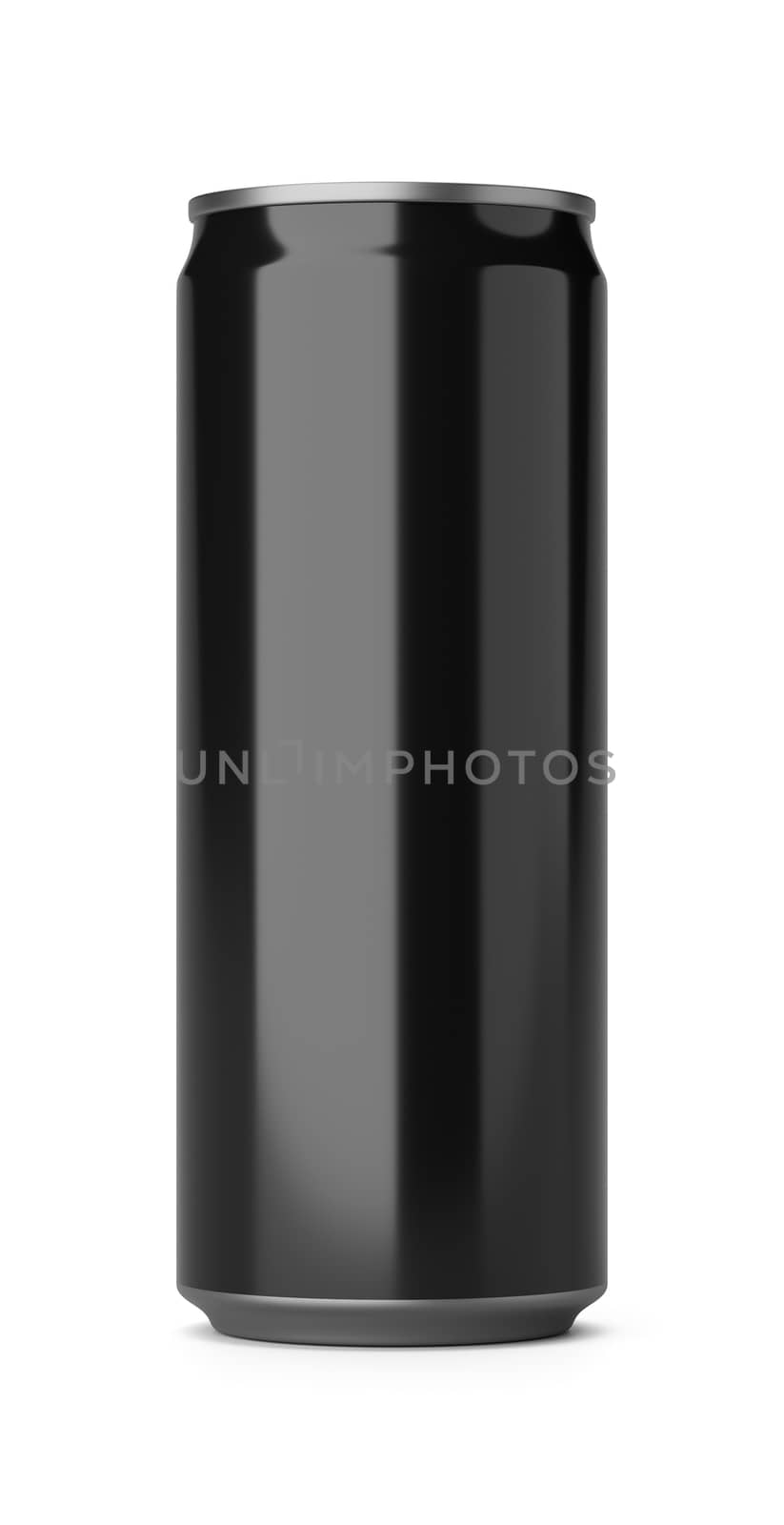 One Black Drink Can Isolated on White Background 3D Illustration