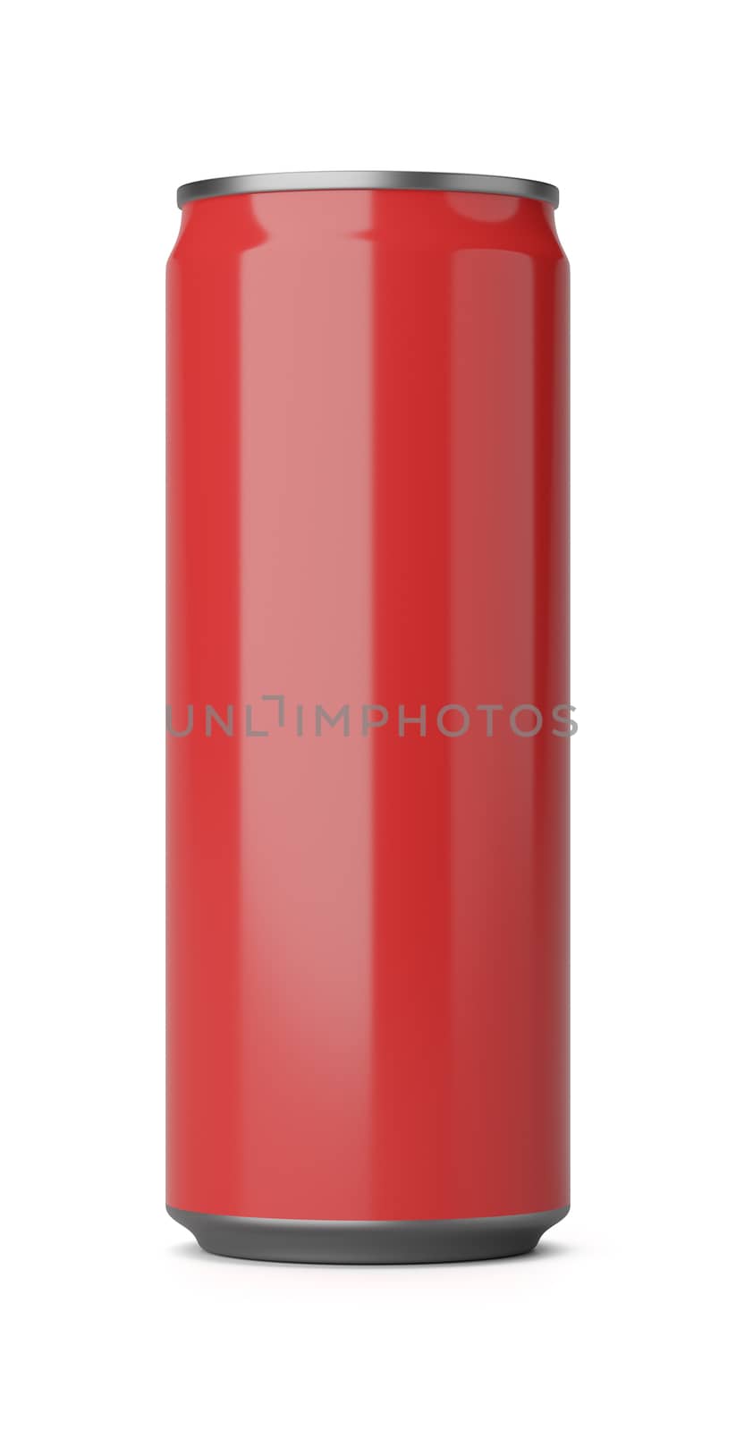 One Red Drink Can Isolated on White Background 3D Illustration