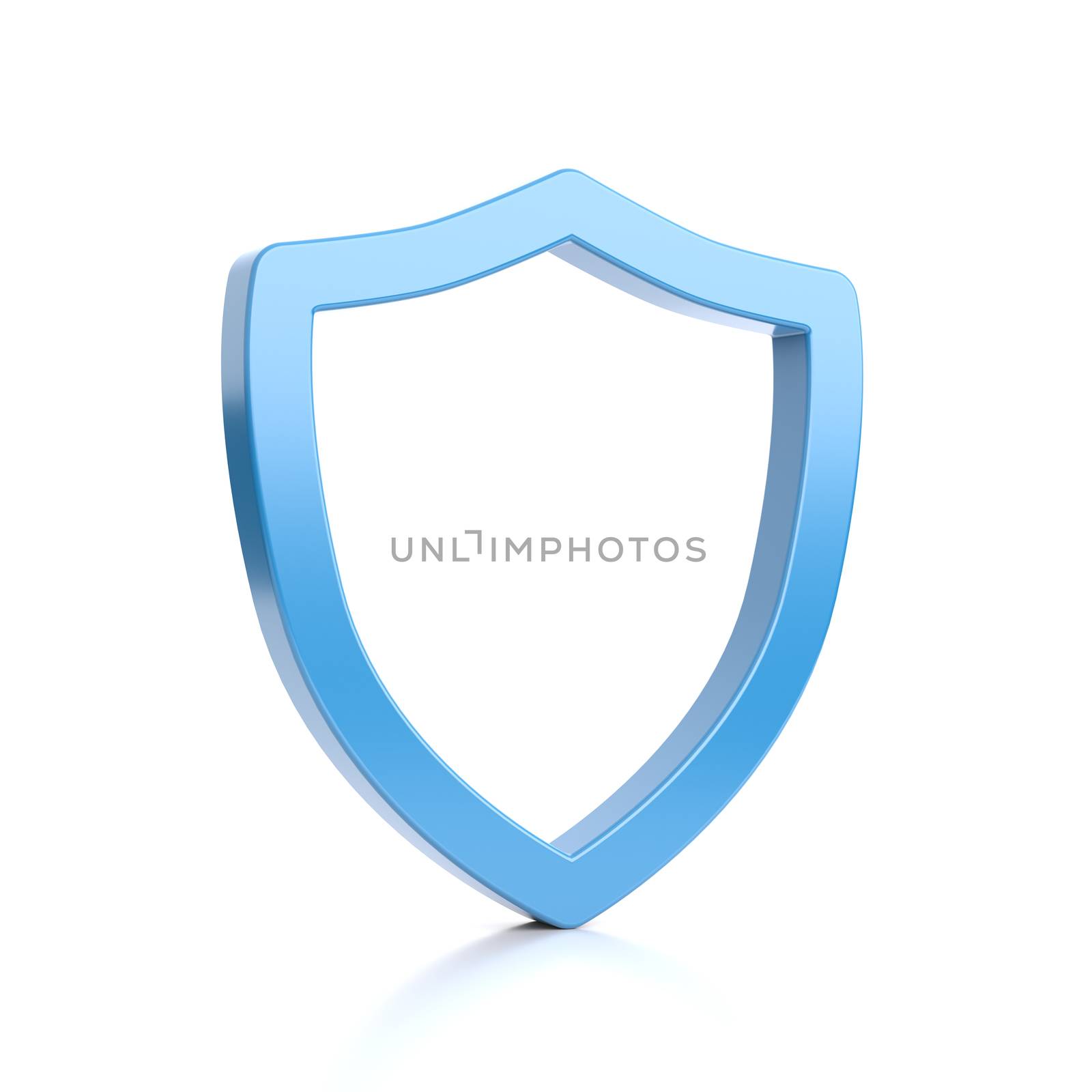 Blue Outline Shield Shape on White by make