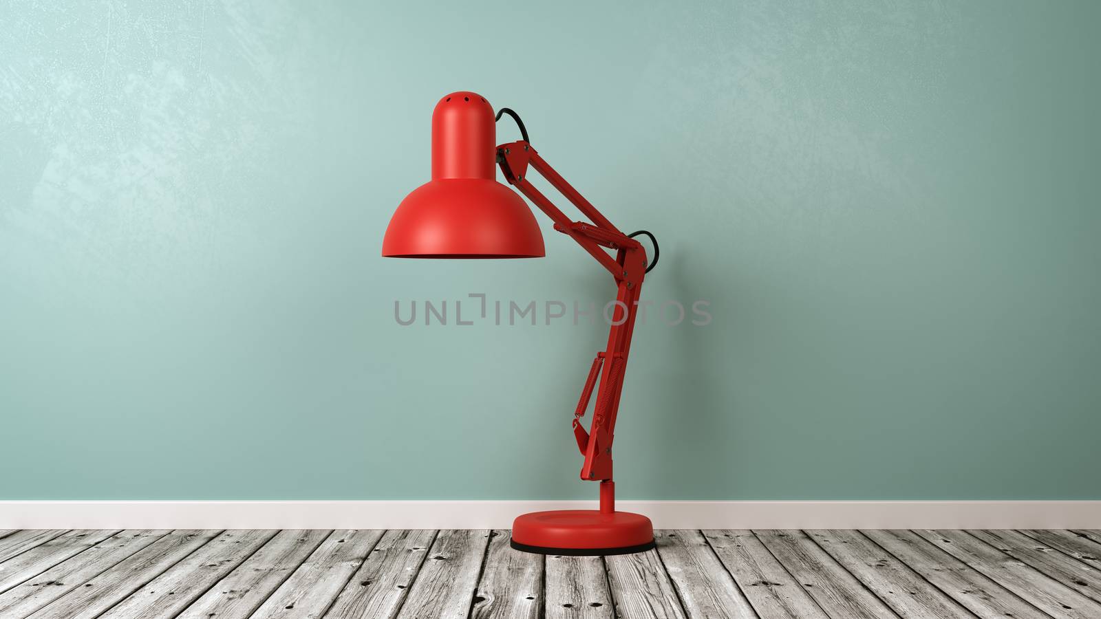 Red Table Lamp on Wooden Floor in the Room by make