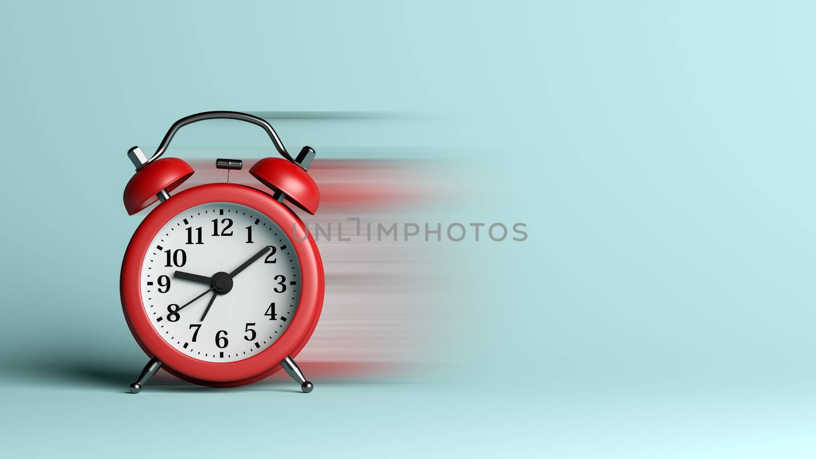 Red Alarm Clock with Blur Effect on Blue Background by make