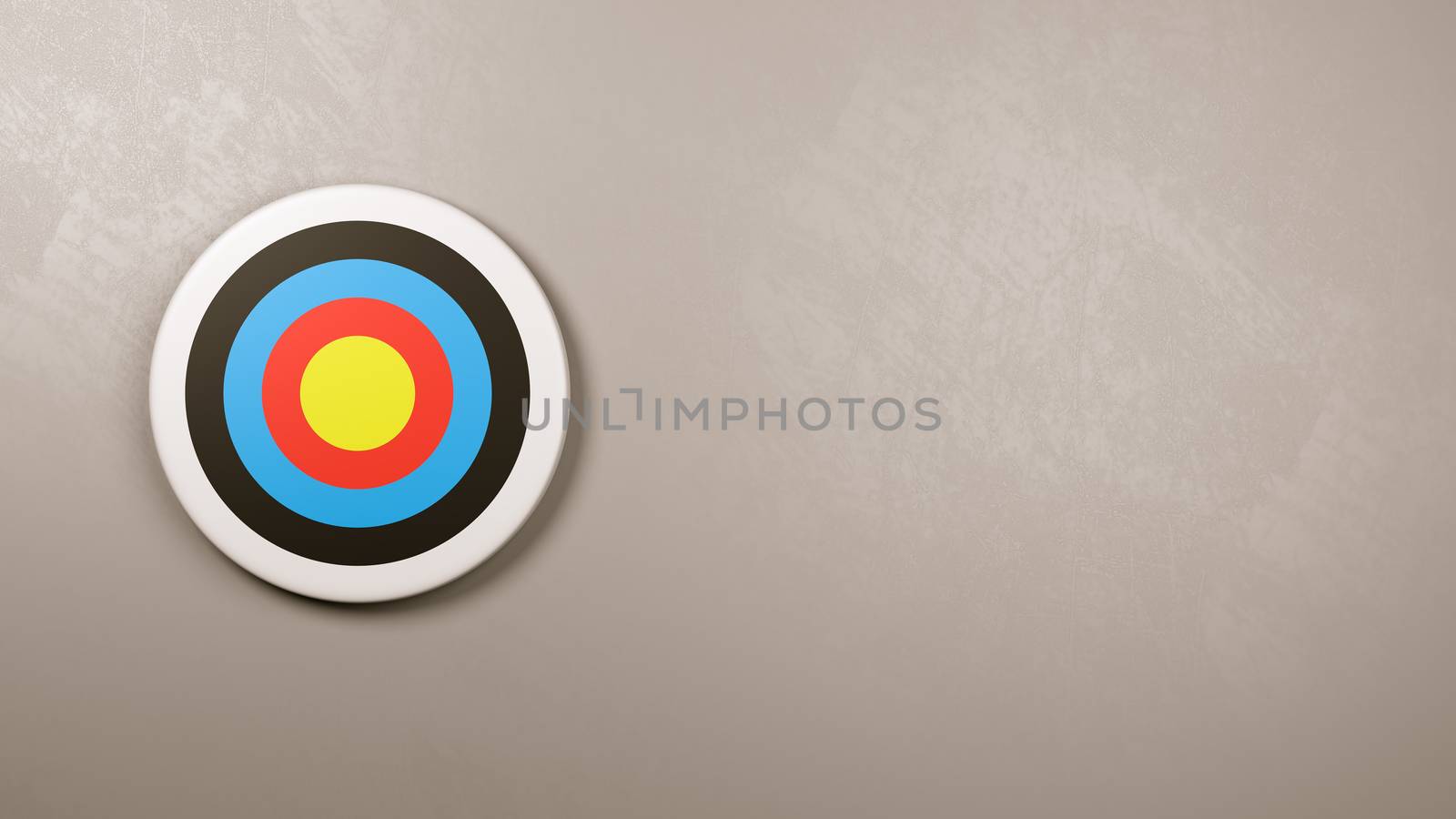 Colorful Arrow Target Against a Gray Wall with Copy Space 3D Illustration