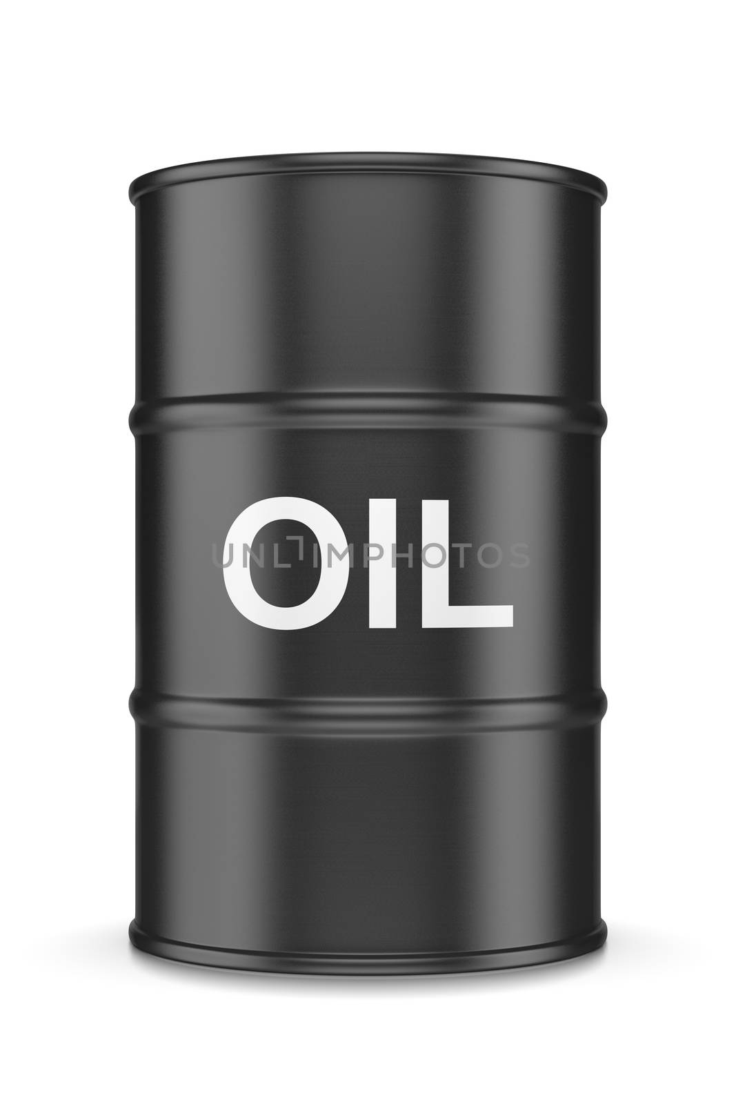 Single Black Oil Barrel on White Background 3D Illustration