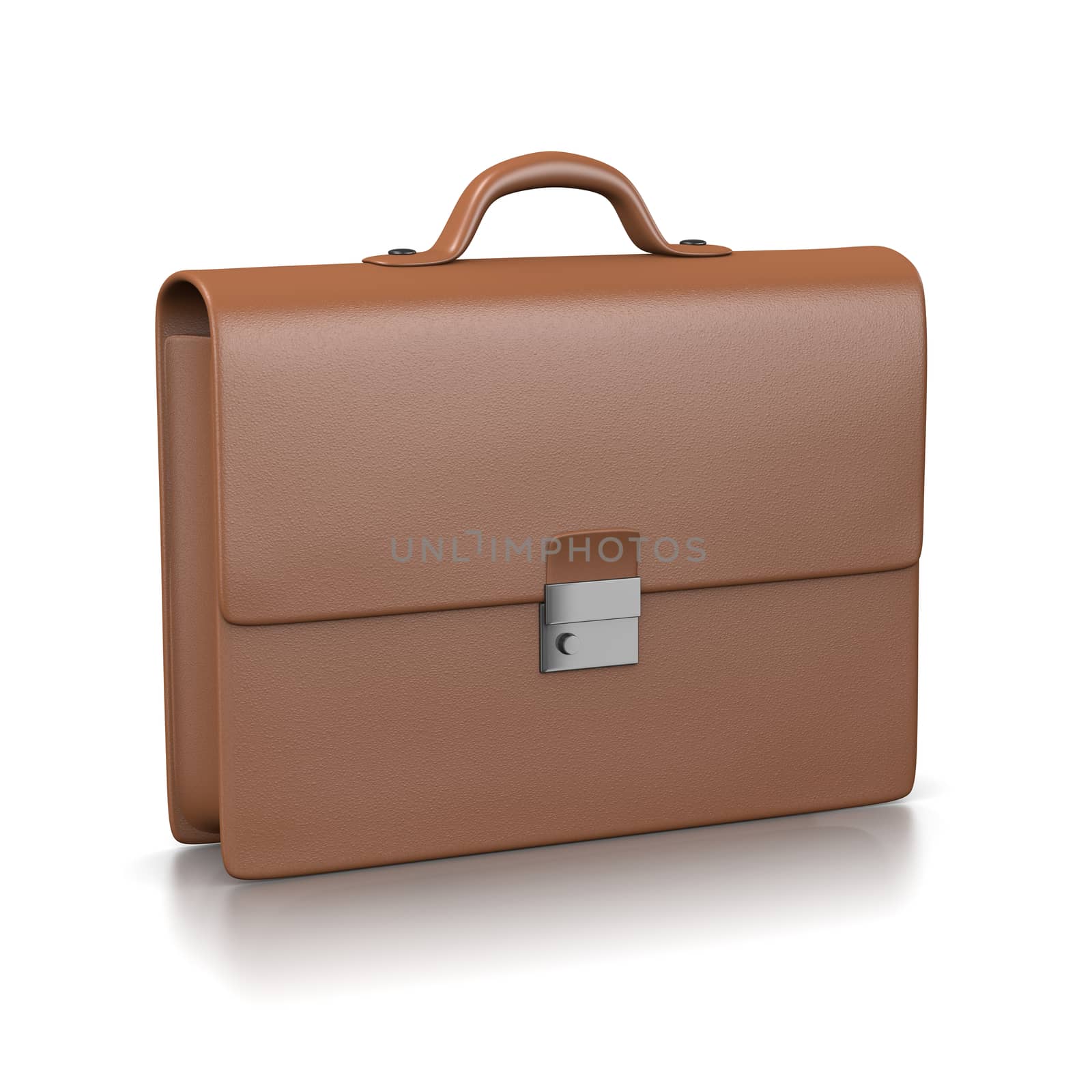 Brown Leather Businessman Briefcase Illustration on White Background