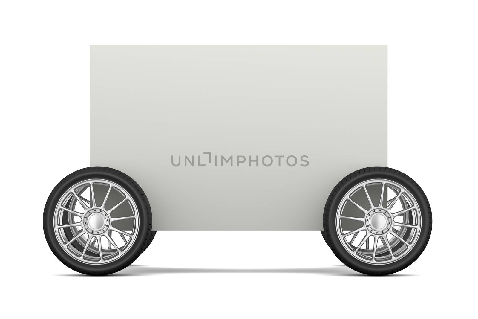 Blank Bill on Wheels 3D Illustration on White Background