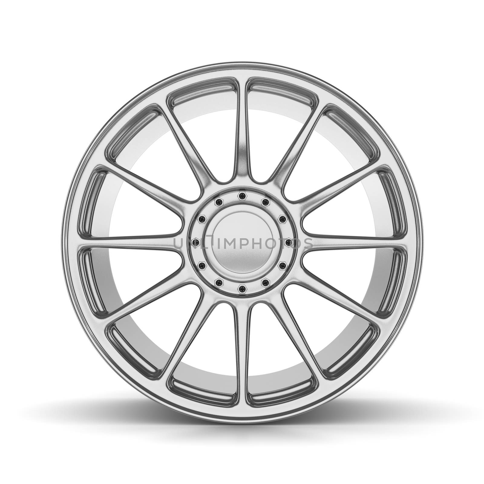 Single Car Rim on White Background Front View