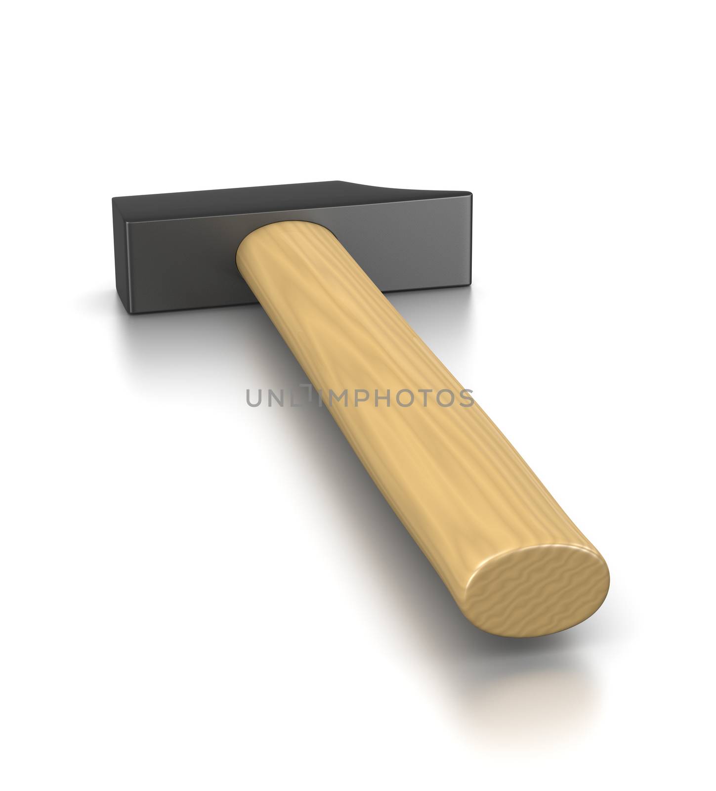 One Single Hammer on White Background 3D Illustration