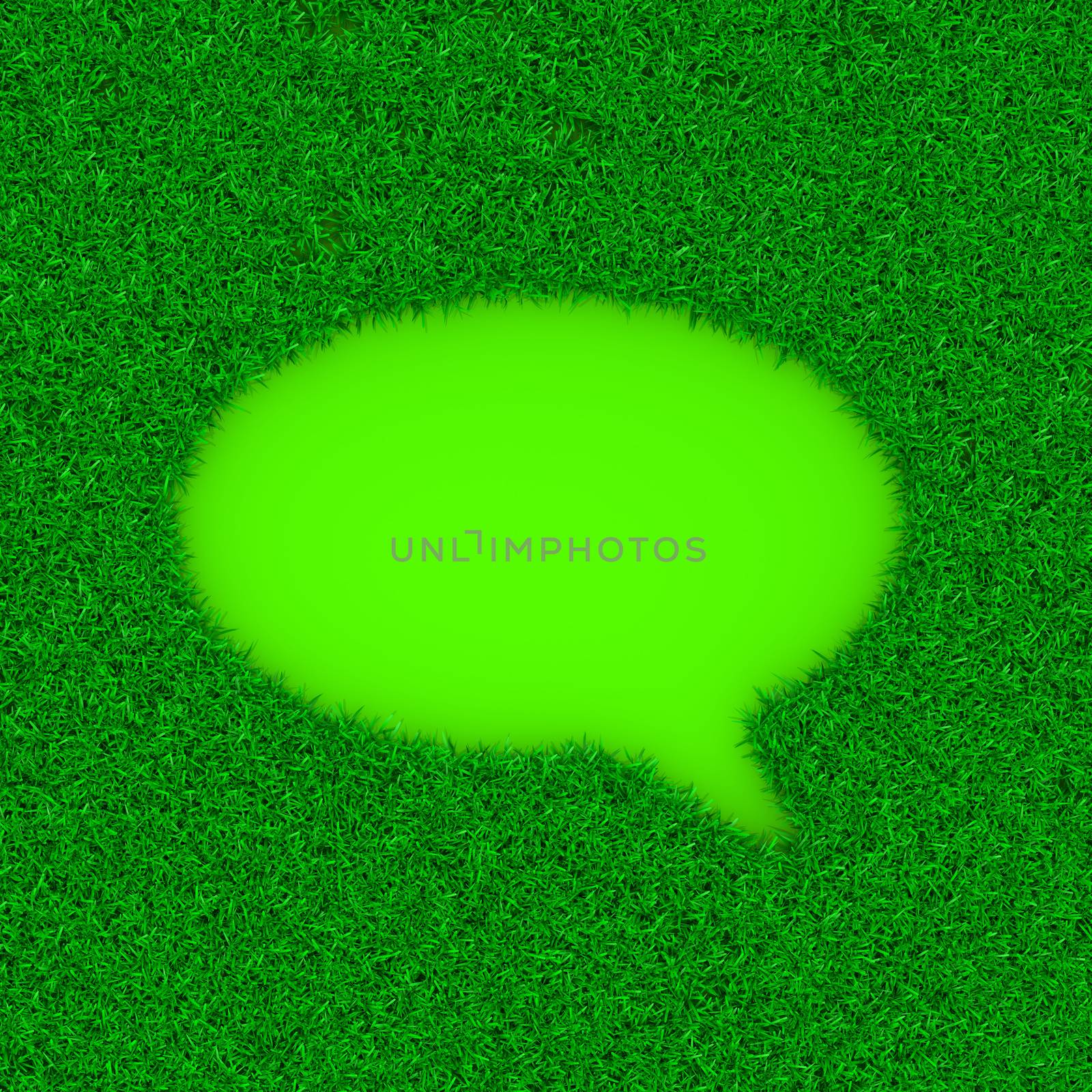 Grass Green Speech Bubble Symbol Shape 3D Illustration