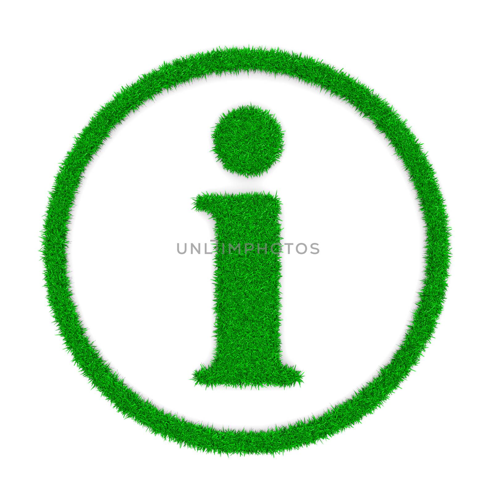 Grass Green Information Symbol Shape on White Background 3D Illustration