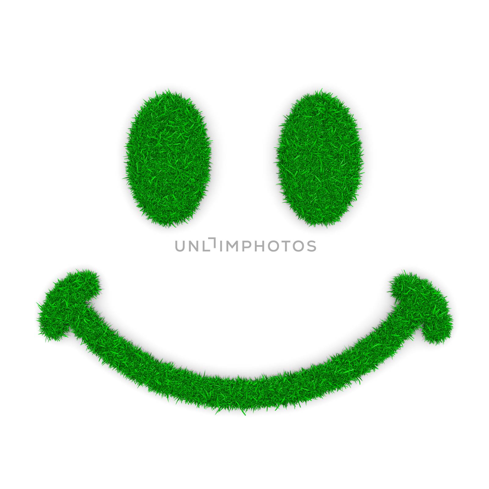 Grass Green Smile Symbol Shape on White Background 3D Illustration