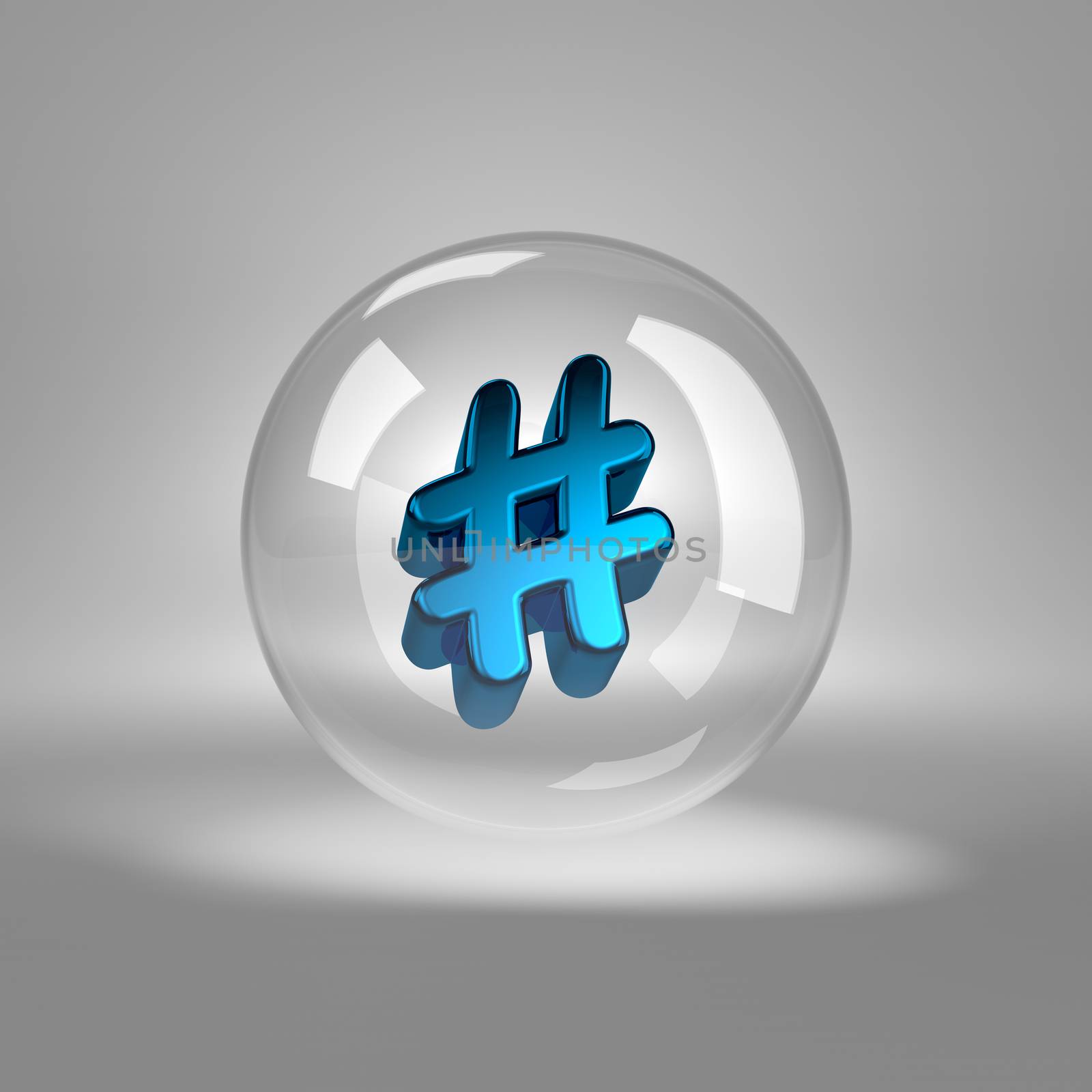 Hashtag Symbol in Glass Bubble by make