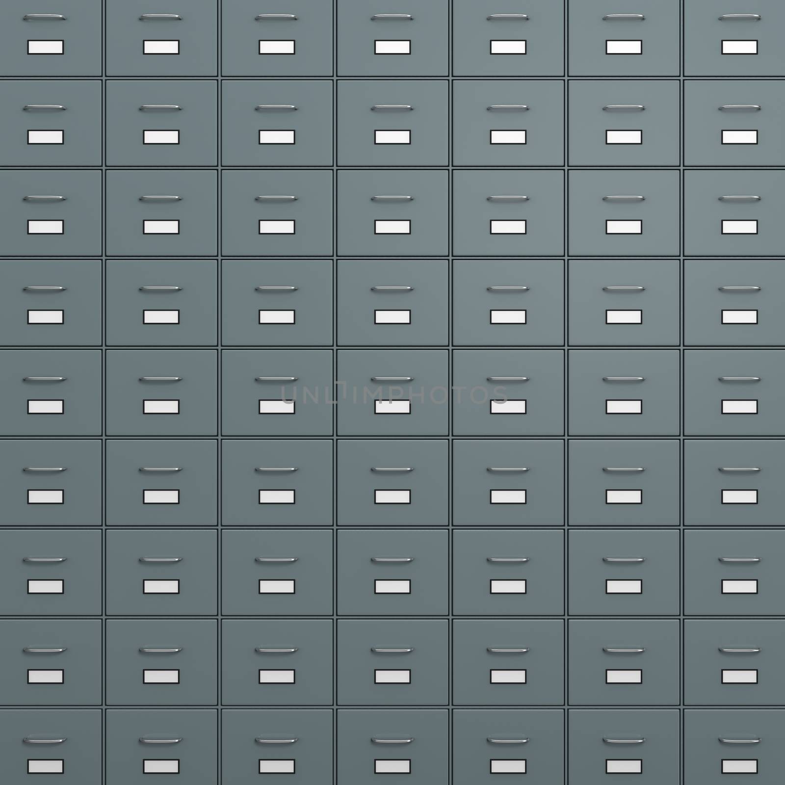 Rack of  Metallic Safe-Deposit Boxes 3D Illustration