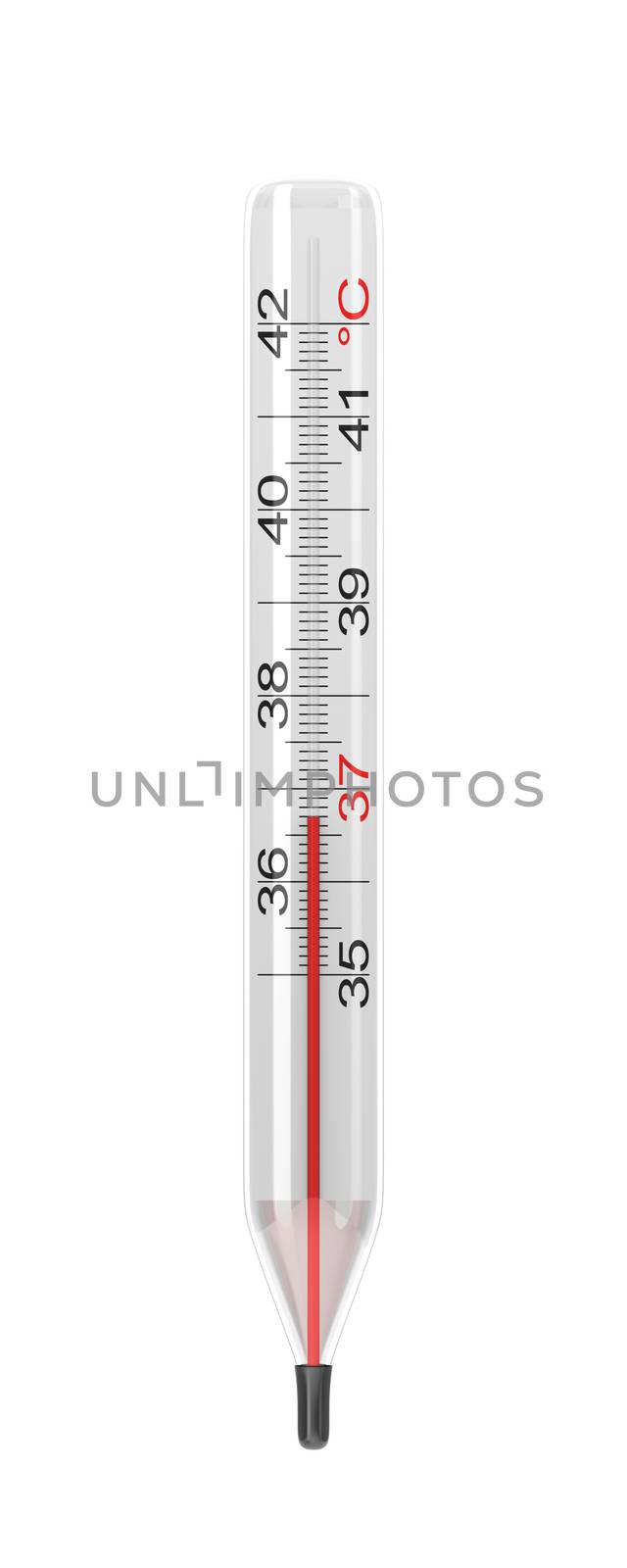 Clinical Thermometer Isolated on White Illustration