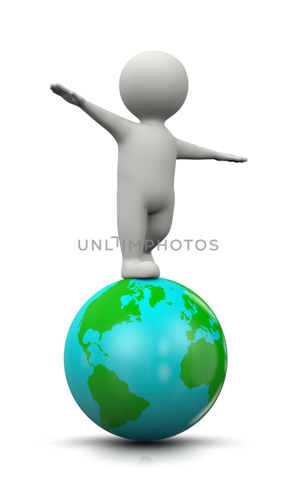 3D Character Balanced on the World by make