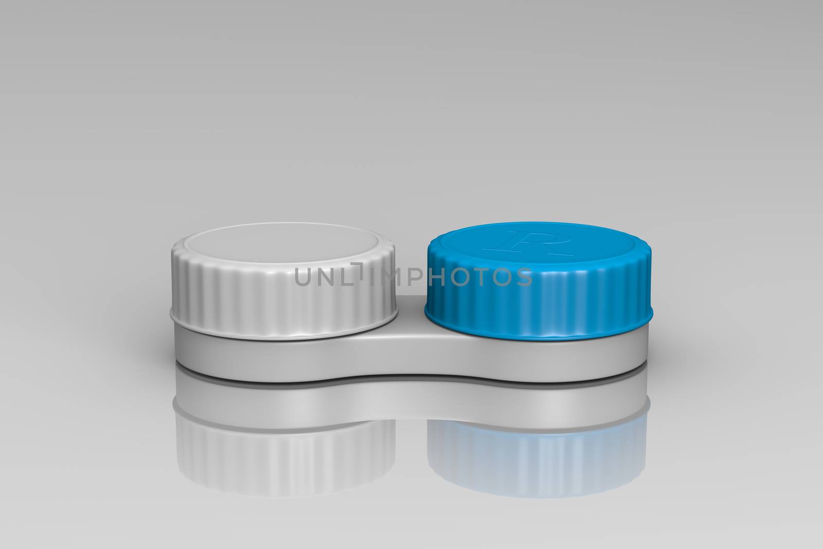 Contact Lens Container on Grey Background 3D Illustration