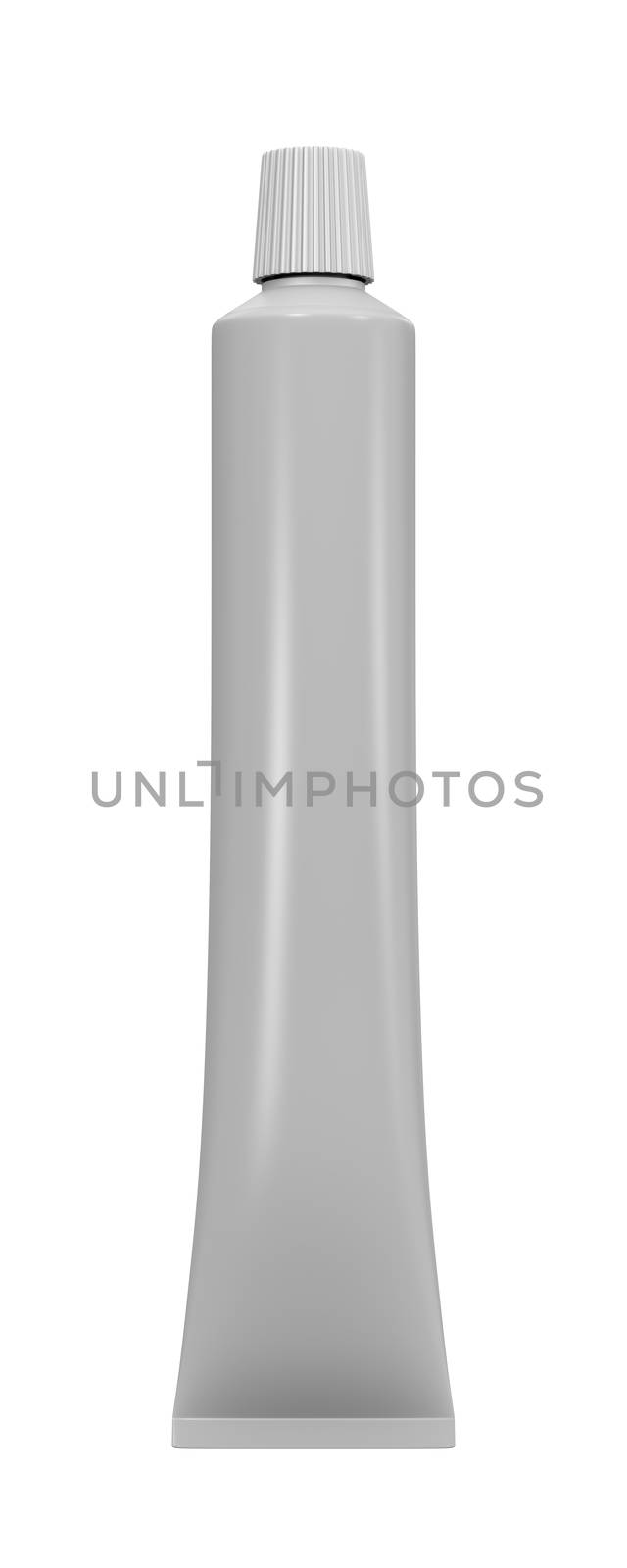 White Blank Tube of Toothpaste isolated on White Background 3D Illustration, Front View