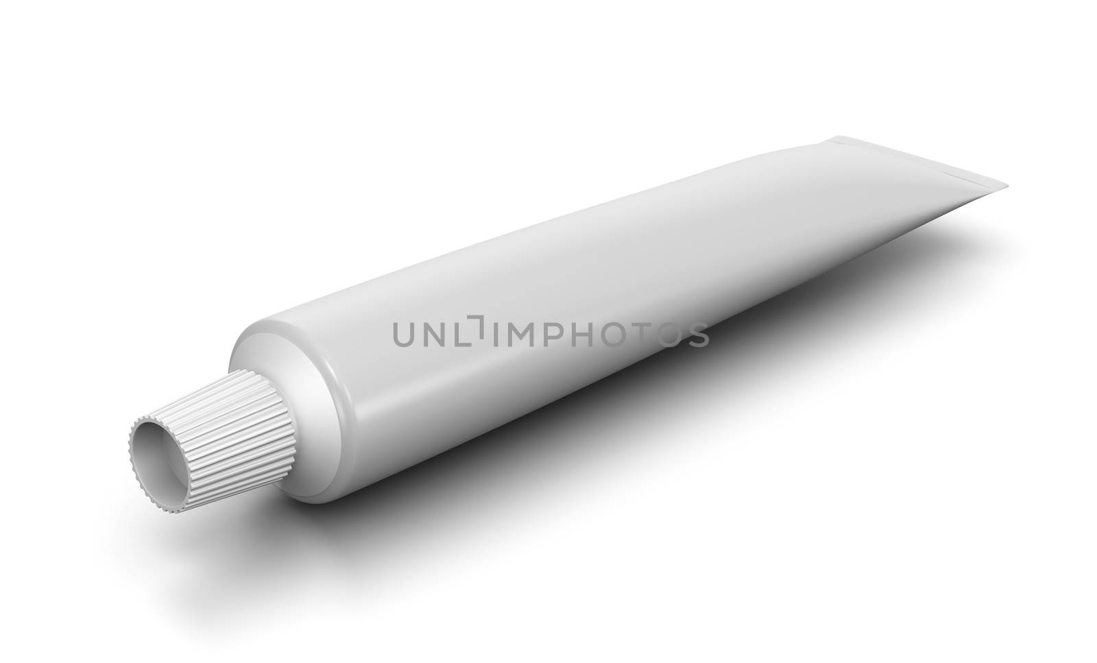 White Blank Tube of Toothpaste on White Background 3D Illustration