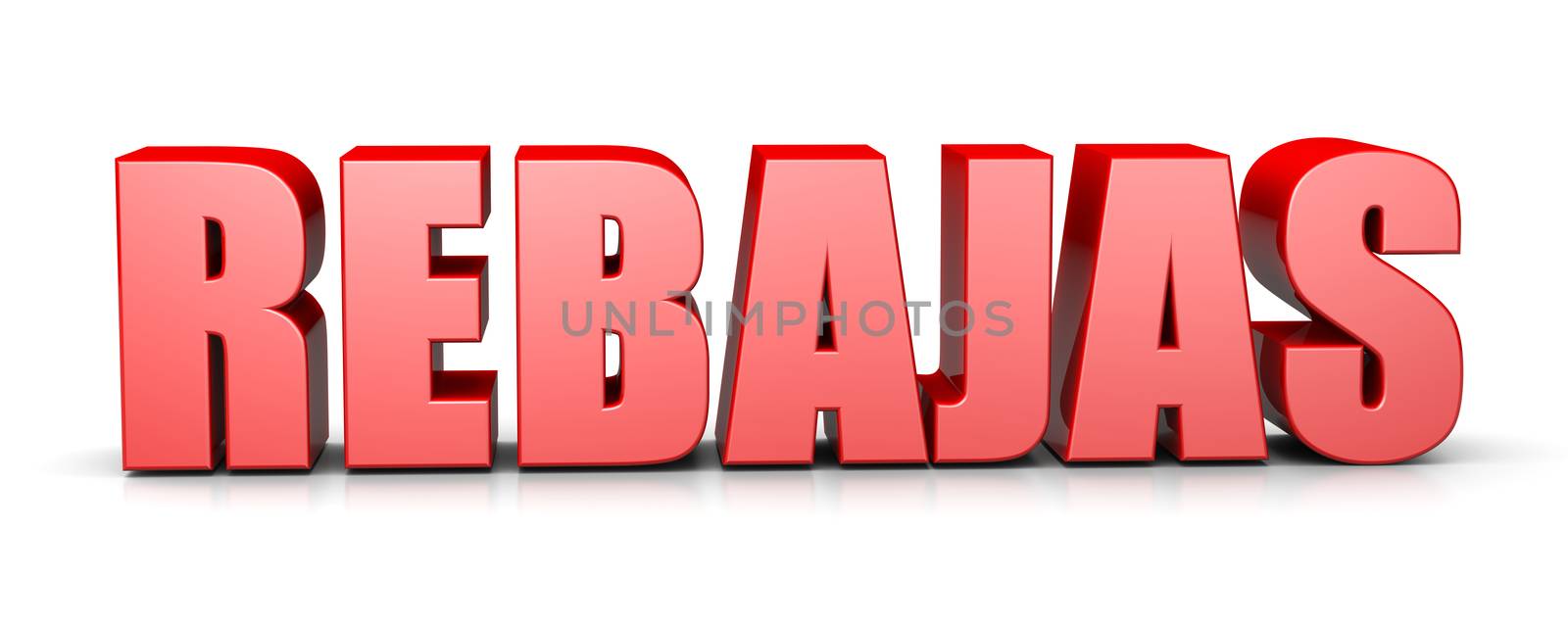 Sales Red 3D Text Spanish Language Illustration on White Background