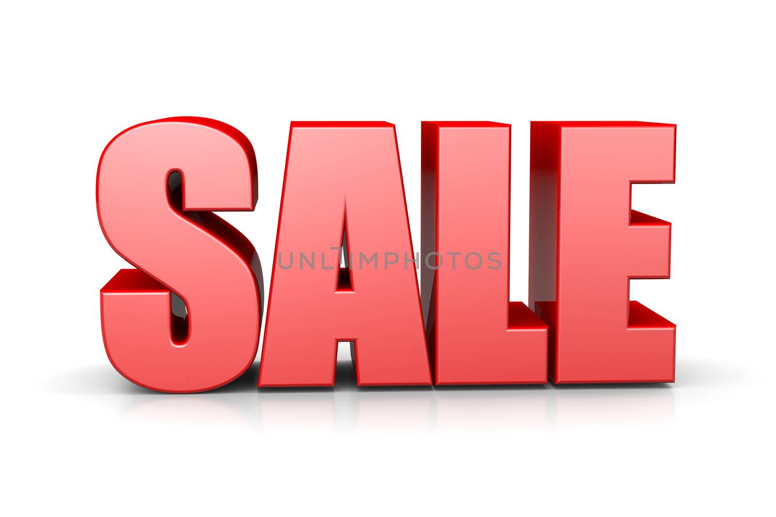 Sale Red 3D Text English Language Illustration on White Background