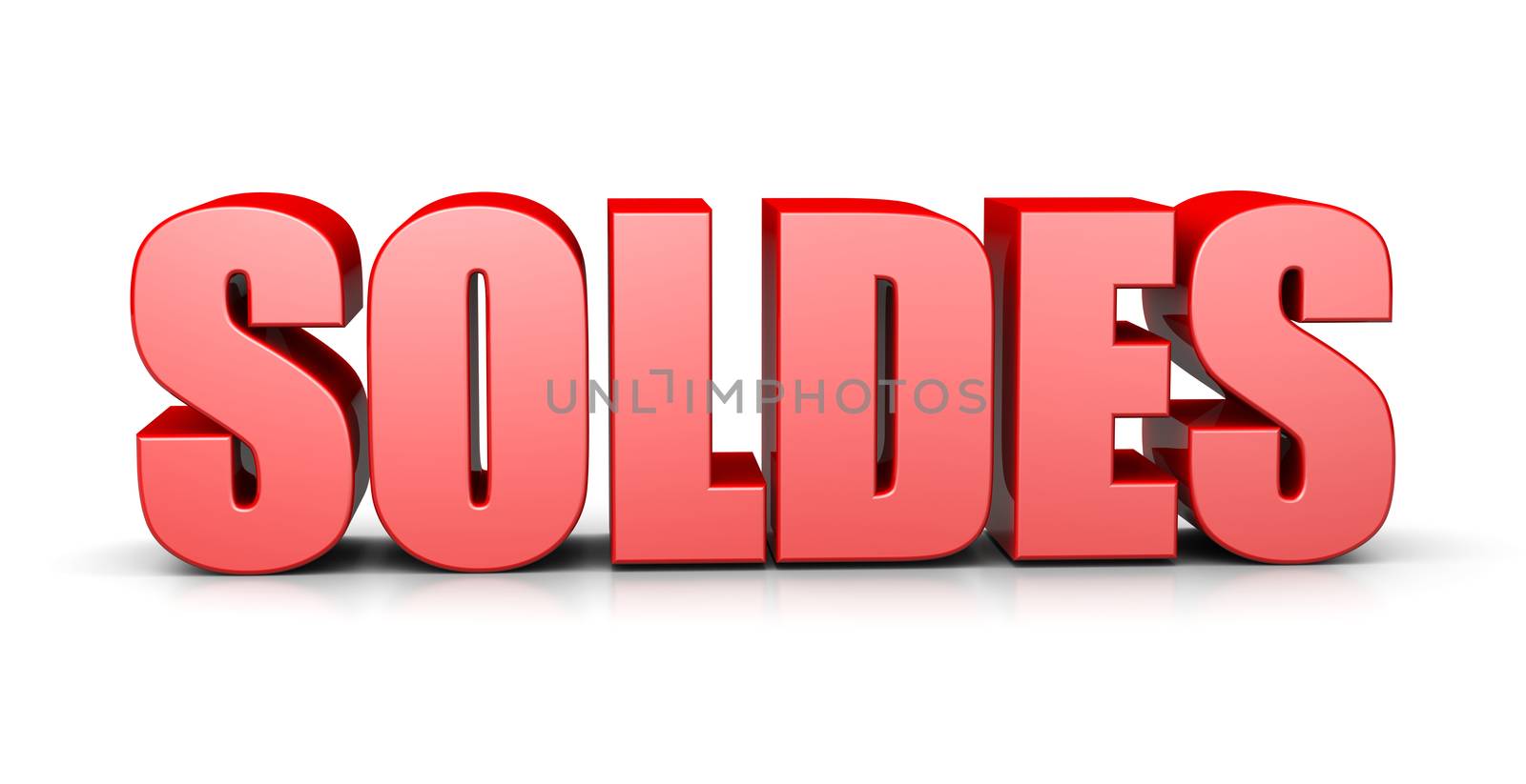Sales Red 3D Text French Language Illustration on White Background
