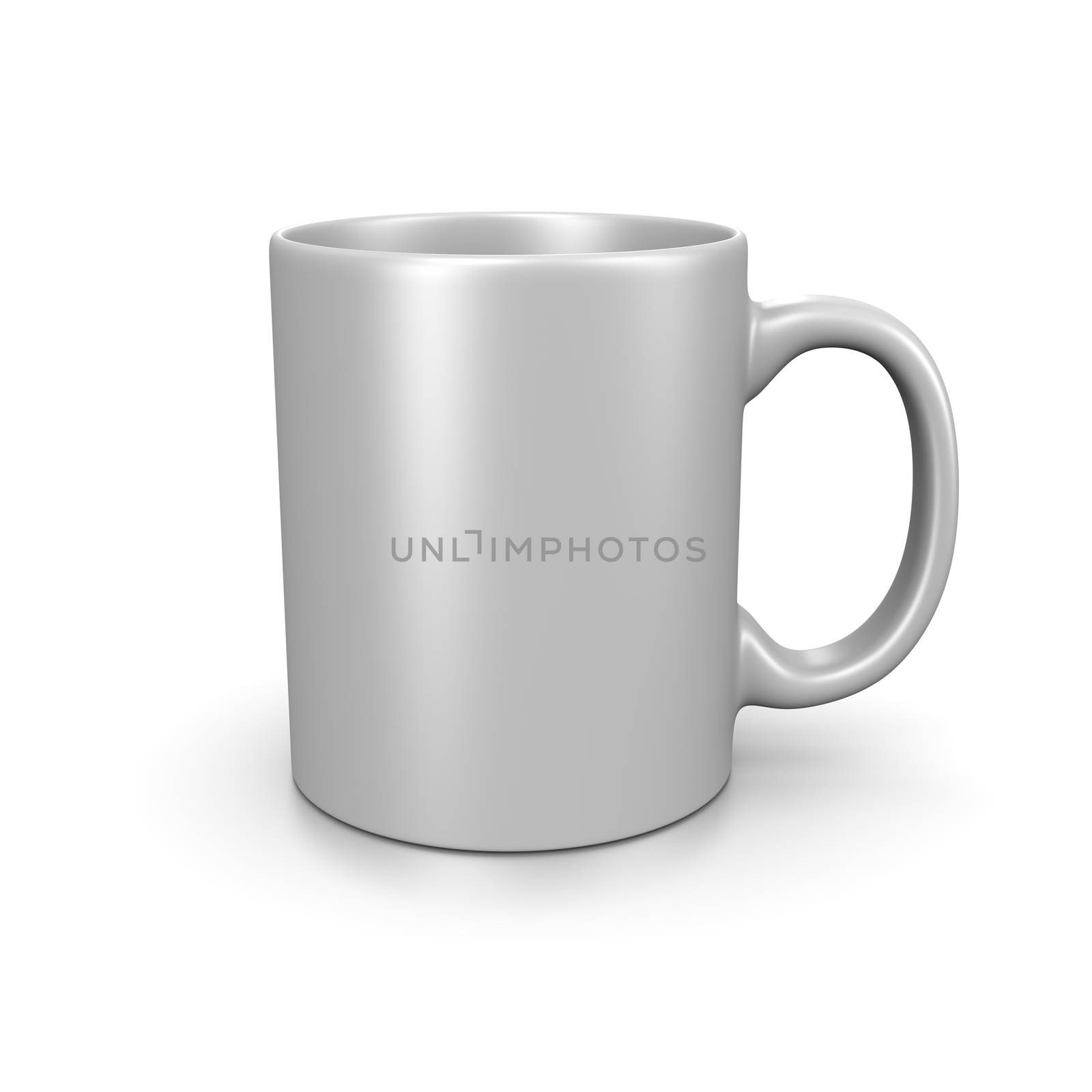 One Single White Mug on White Background 3D Illustration