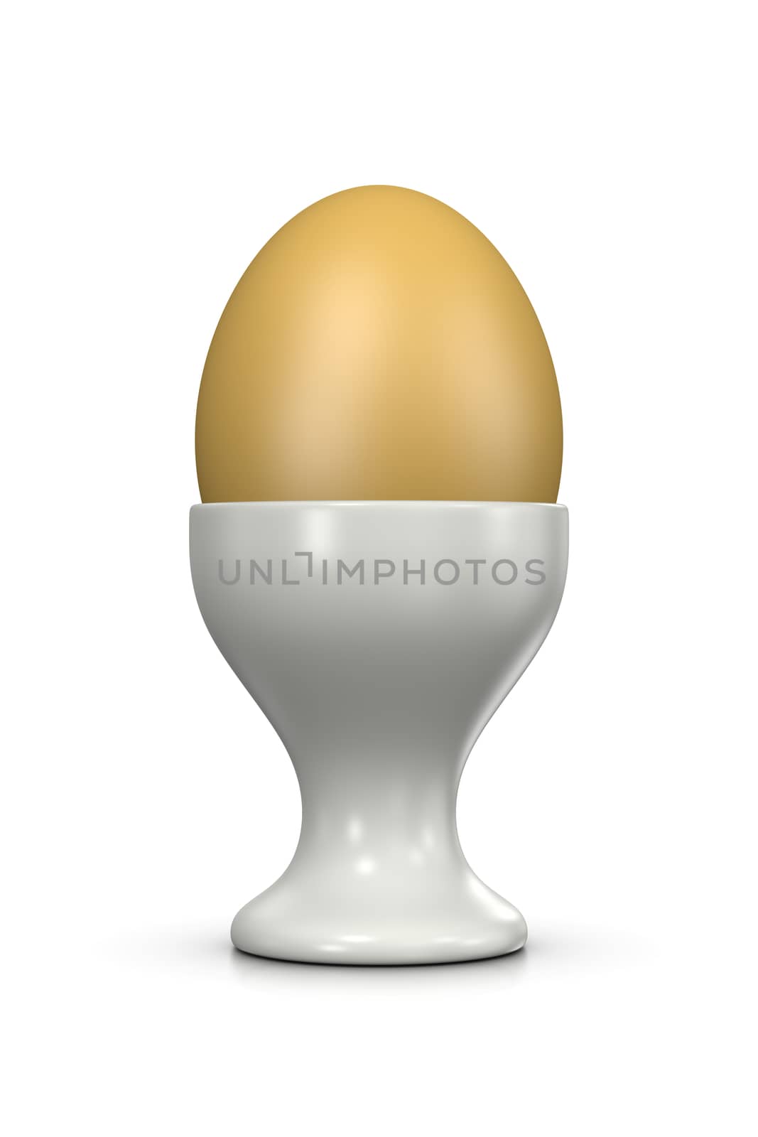 White Egg Cup on White Background 3D Illustration