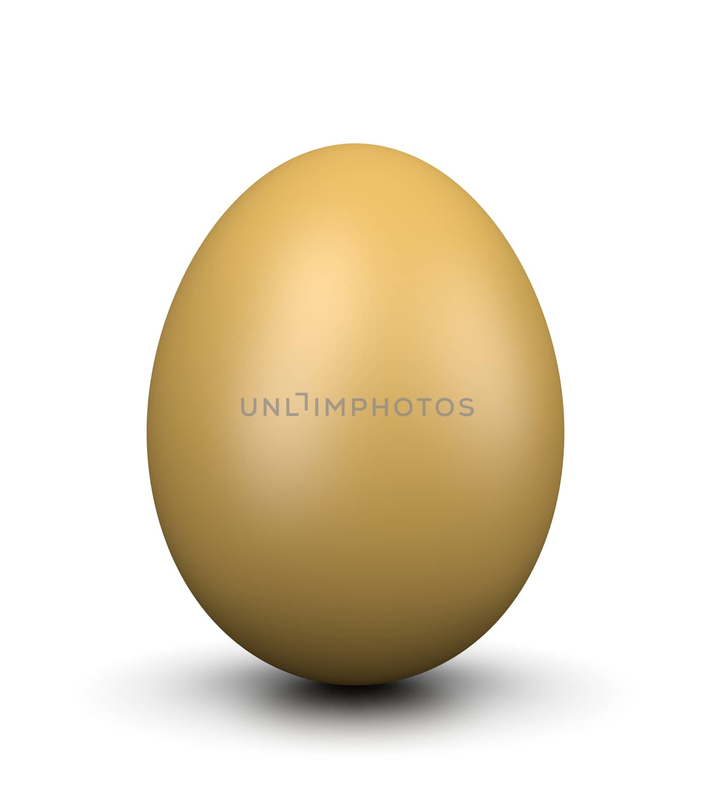 One Single Hen's Egg on White Background 3D Illustration