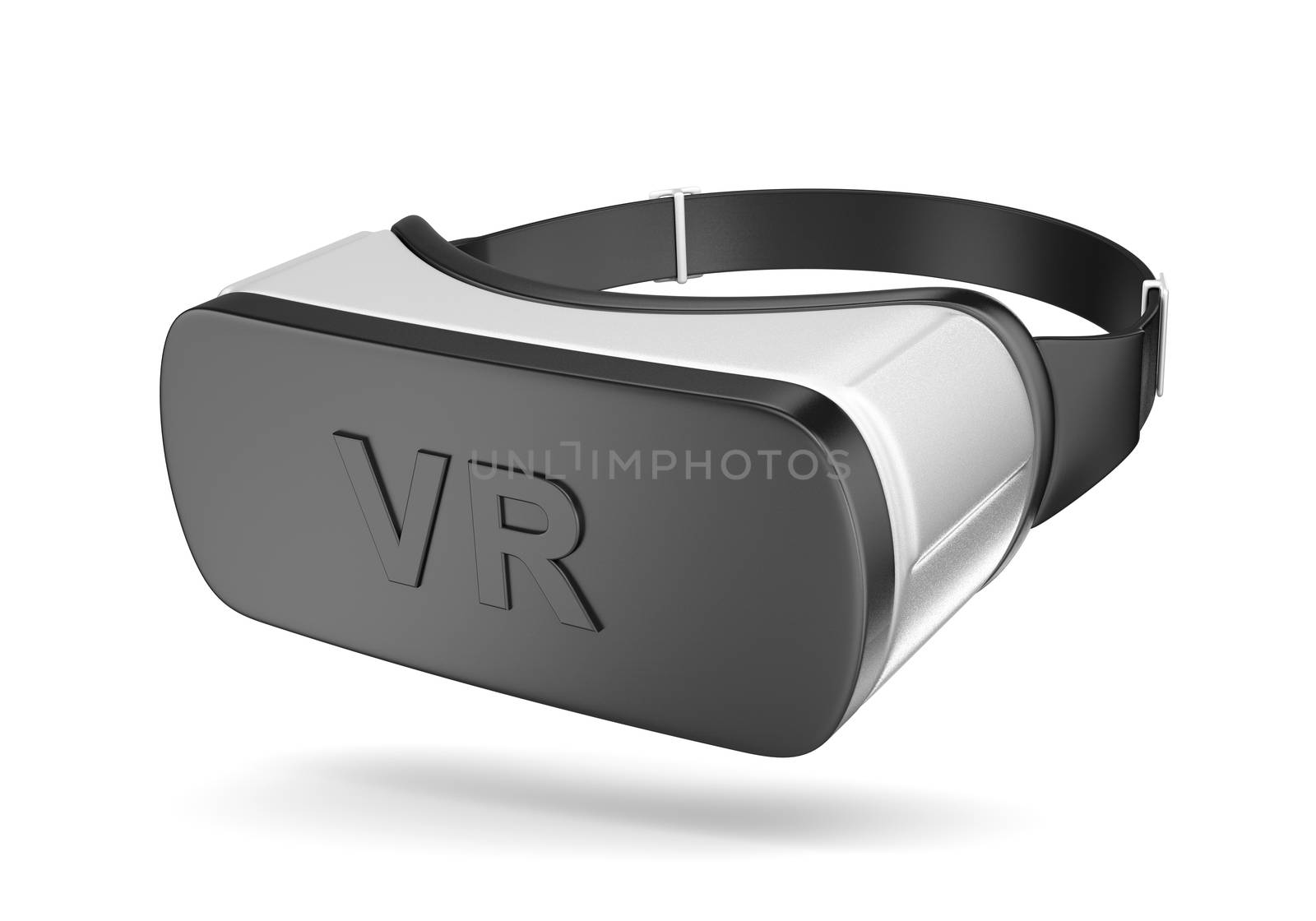 Black and White VR Virtual Reality Headset Isolated on White Background 3D Illustration