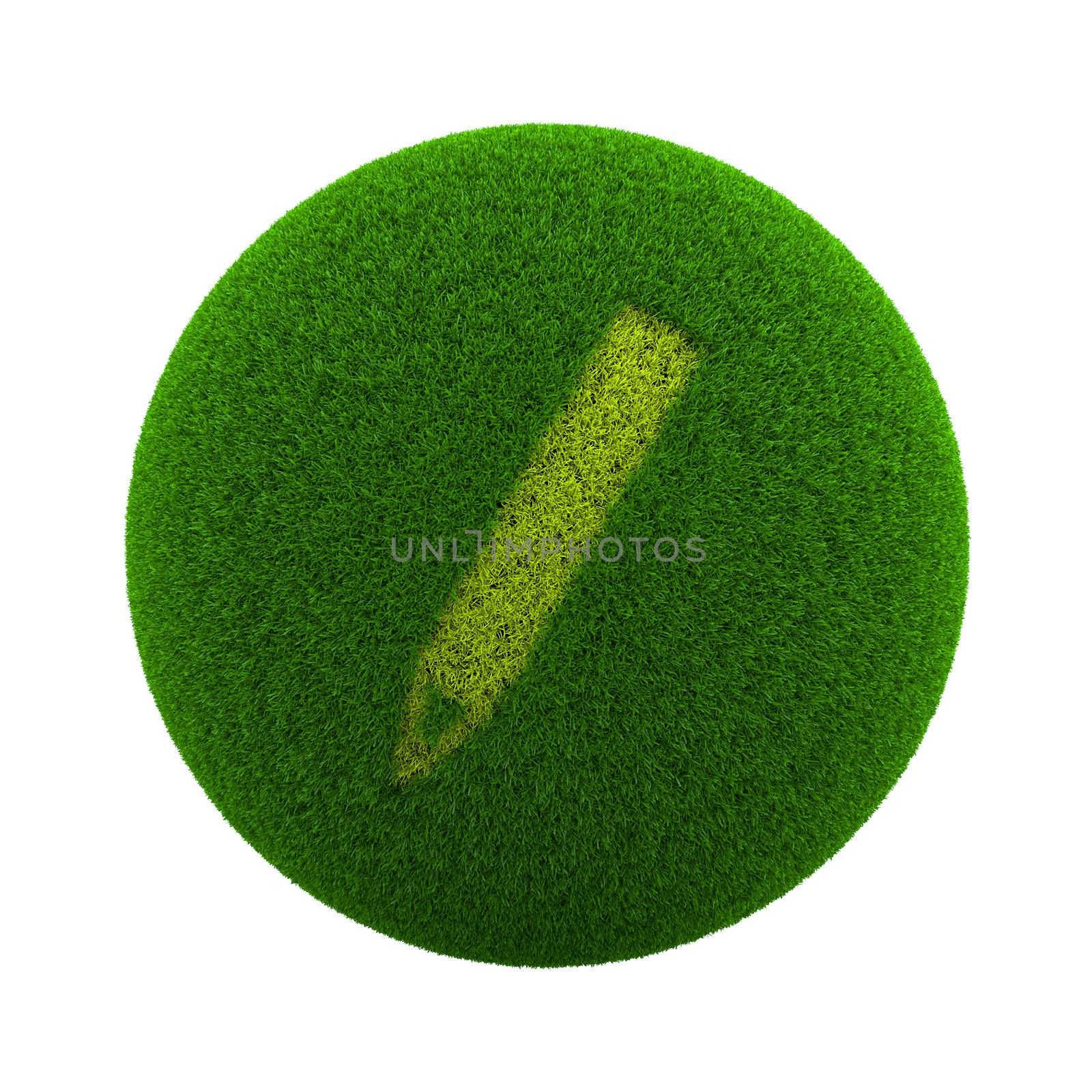 Green Globe with Grass Cutted in the Shape of a Pen Symbol 3D Illustration Isolated on White Background